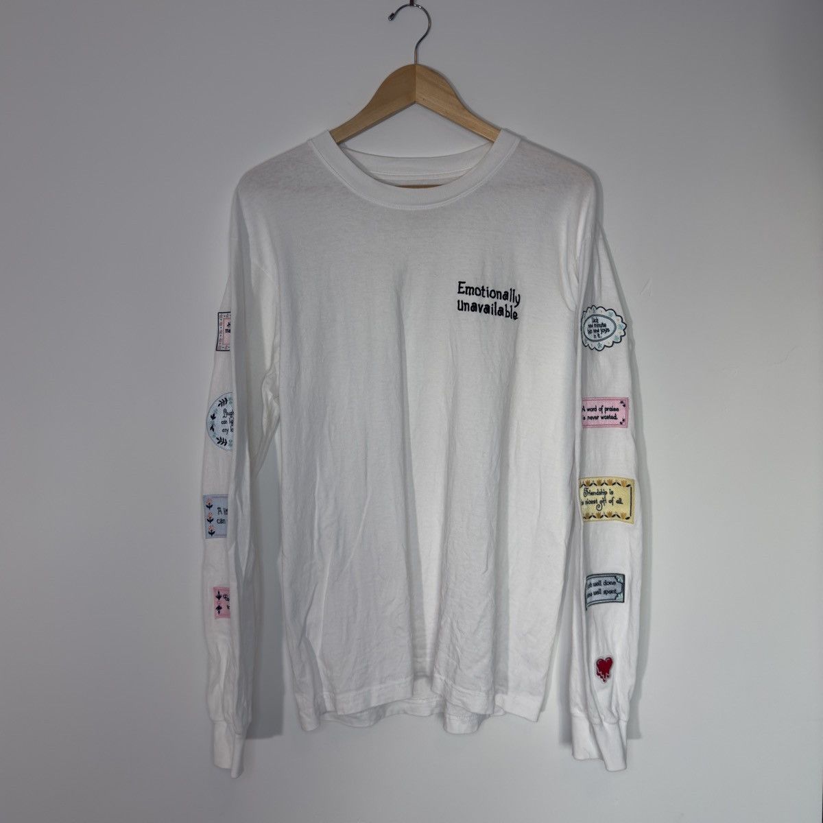 Emotionally Unavailable Positivity Patch Long Sleeve T-Shirt Size US M / EU 48-50 / 2 - 2 Thumbnail