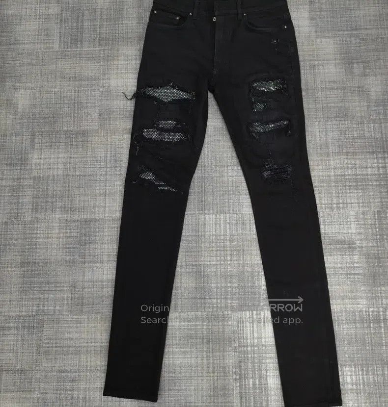 Amiri Amiri High-end black diamond denim pants Size US 31 - 1 Thumbnail