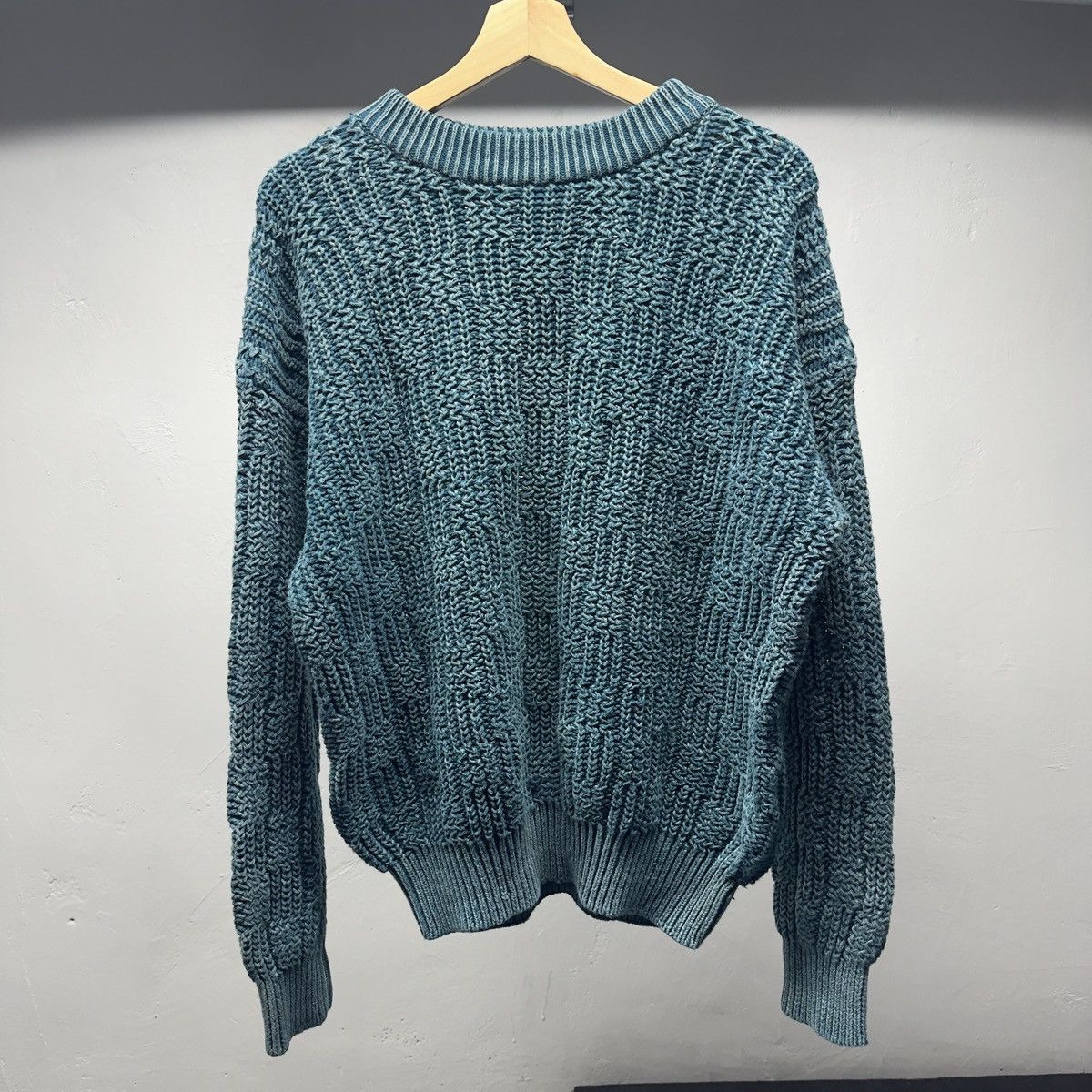 Vintage 90s Basketweave Loose Gauge Knit Sweater ERD Grunge Chrome Size US L / EU 52-54 / 3 - 1 Thumbnail