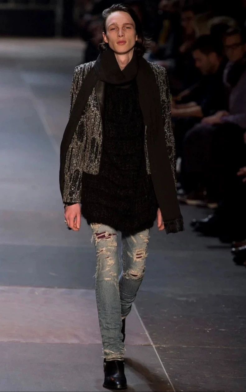 Yves Saint Laurent Saint Laurent 13FW Washed Erosive Destructive Jeans 2501-N Size US 31 - 6 Thumbnail