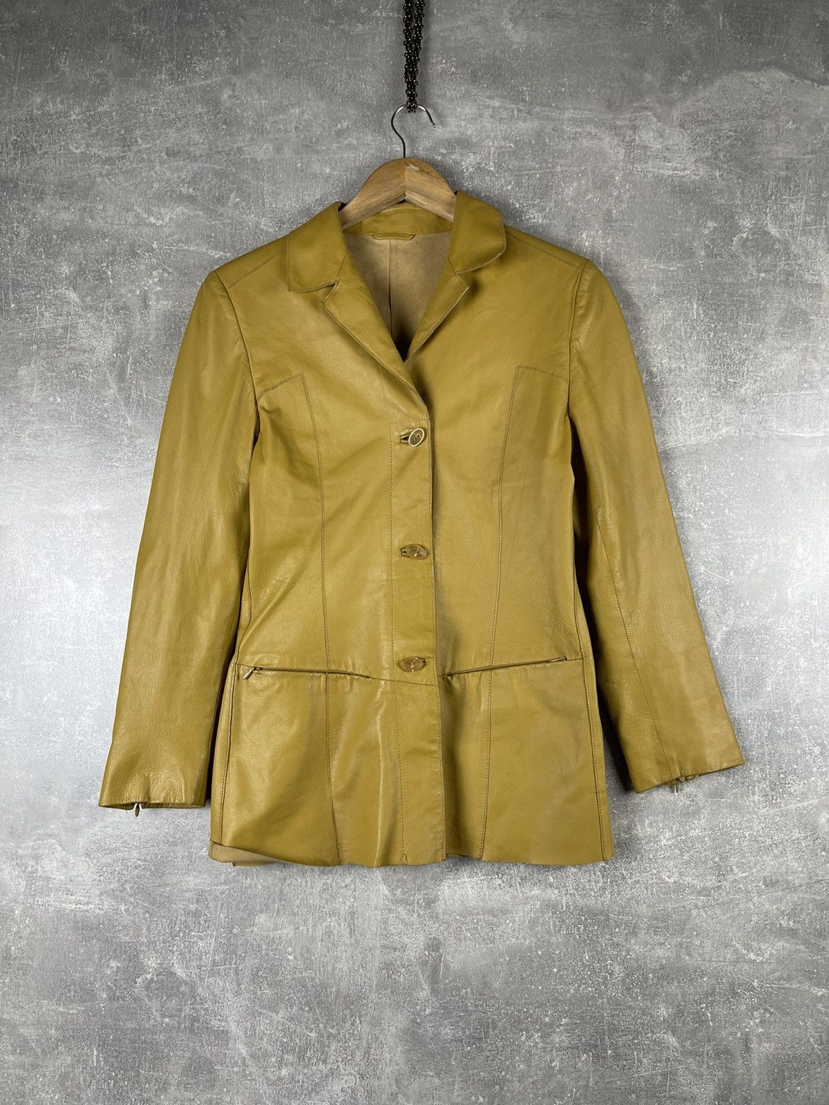 Genuine Leather × Mandelli Enrico Mandelli Leather Yellow Jacket Coat Size M / US 6-8 / IT 42-44 - 1 Thumbnail