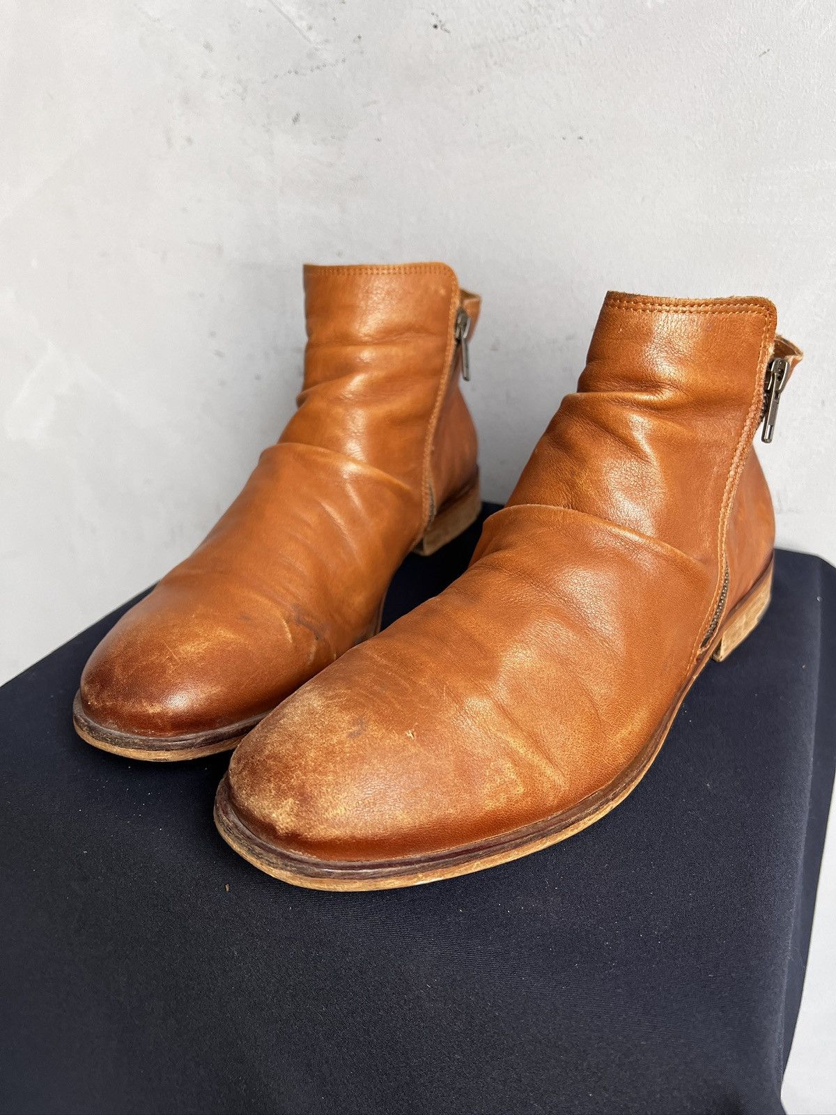 Other Orange Leather Ankle Boots Side guidi style Vintage Look Size US 9 / EU 42 - 5 Thumbnail