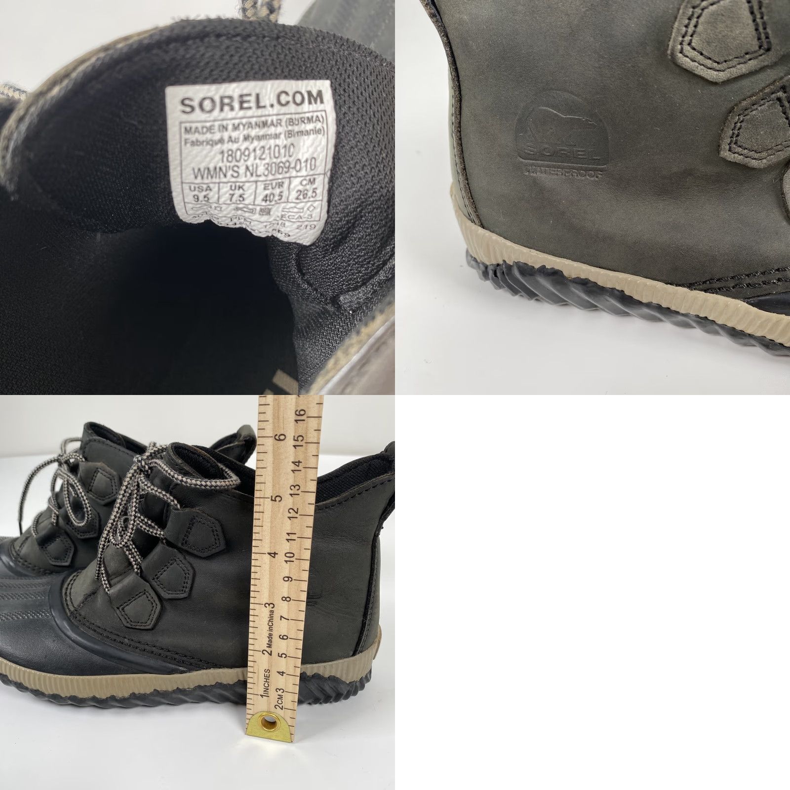SOREL SOREL Duck Boots Women's Leather Waterproof Ankle Boots Size 9.5 M Rain Snow Waterproof Flat Heel Black Out 'N About Theme Duck Boots Shoes Size US 10 / IT 40 - 8 Thumbnail