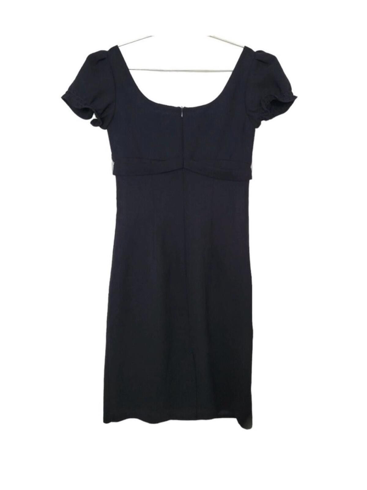 Unknown London Black Puff Sleeve Belted Sheath Dress Size M / US 6-8 / IT 42-44 - 3 Thumbnail