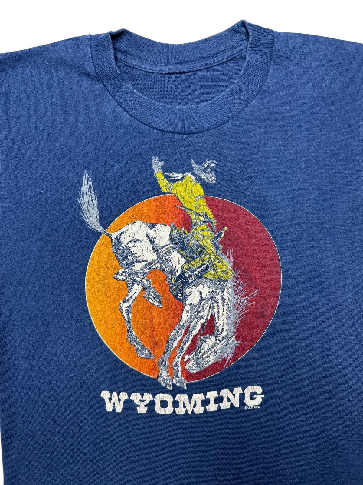 Vintage Vintage 1981 Wyoming Cowboy Tee Shirt Size US S / EU 44-46 / 1 - 4 Thumbnail
