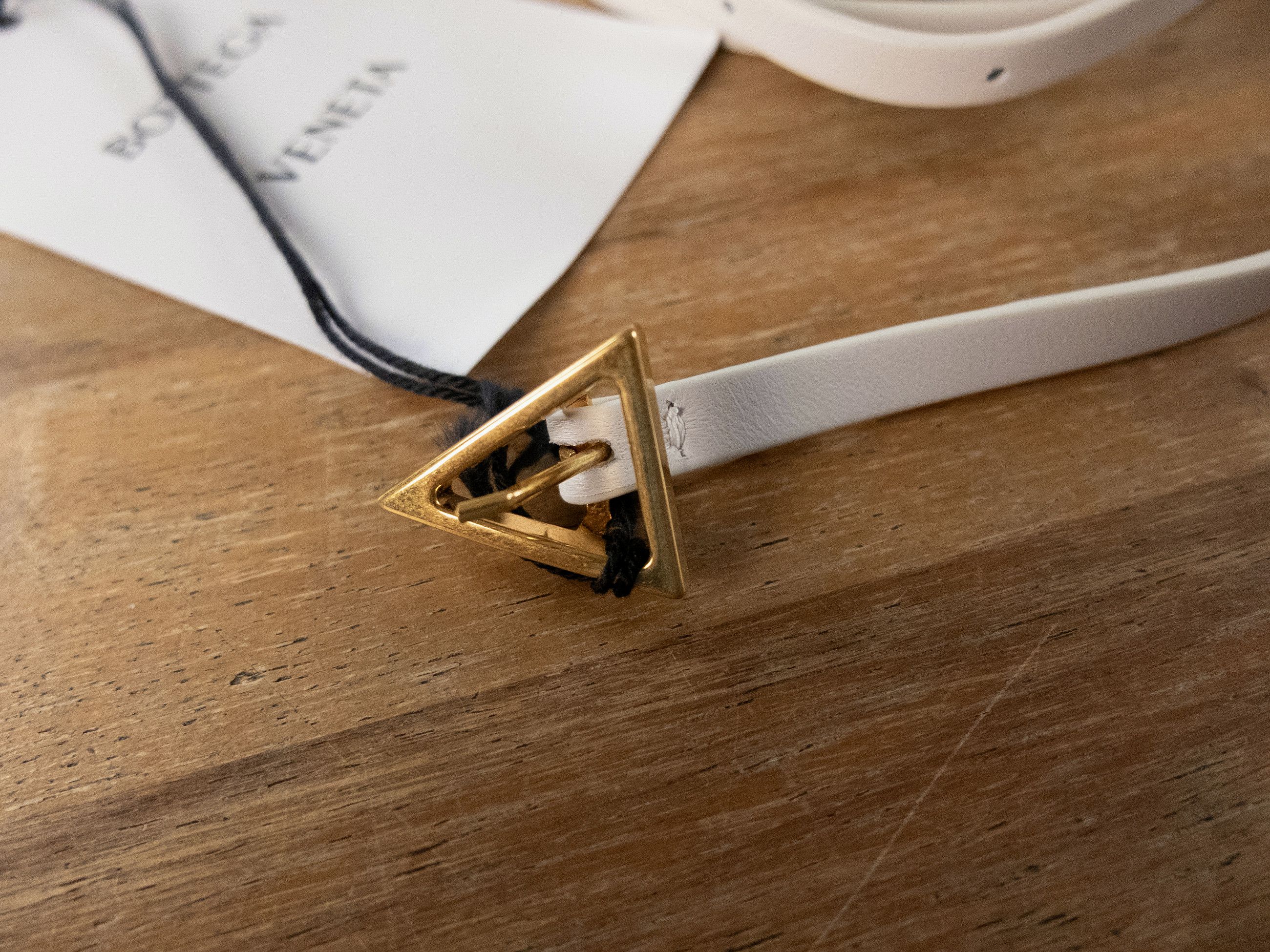 Bottega Veneta BOTTEGA VENETA white triangle buckle skinny leather belt Size ONE SIZE - 3 Thumbnail