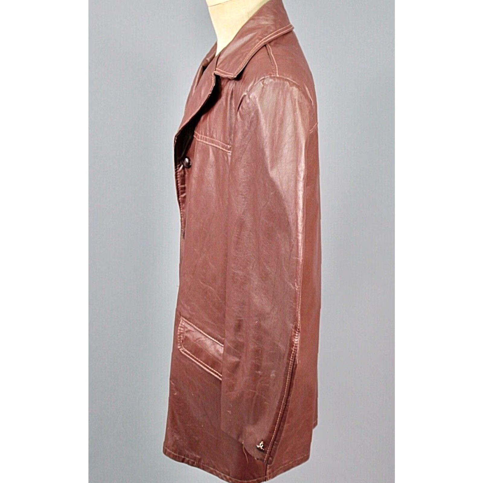 Vintage VINTAGE Men's VTG 70s Russet Brown Leather Jacket Sz Large 42 L 1970s Leather jacket Mens 70s Russet Brown Size US XS / EU 42 / 0 - 4 Thumbnail