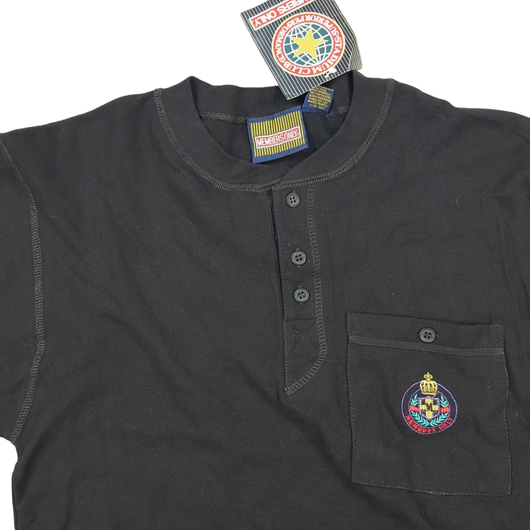 Members Only VINTAGE Members Only Black Henley Polo Shirt Short Sleeve Mens Size M Size US M / EU 48-50 / 2 - 2 Thumbnail