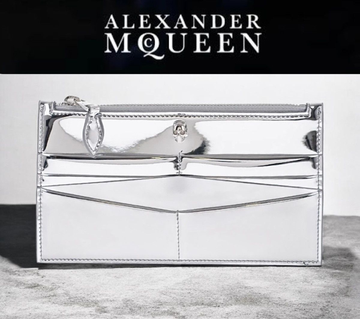 Alexander McQueen ALEXANDER MCQUEEN Mirrored Effect Leather Wallet with Zip Size ONE SIZE - 1 Thumbnail
