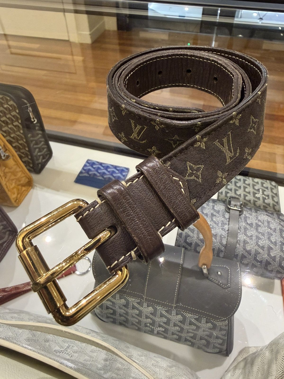 Louis Vuitton Louis Vuitton Canvas Leather Monogram Belt - Brown Size 32 - 1 Thumbnail