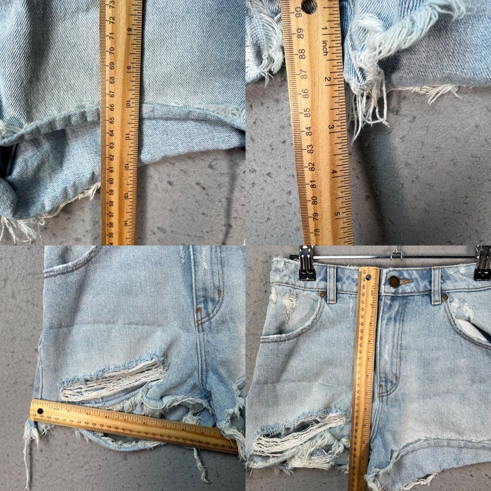 Denime Rollas Womens High-Rise Slim Distressed Denim Shorts Light Wash 24 Dusters Jeans Short Cut-Off 5-Pocket Womens Size 42" / US 20 - 8 Thumbnail