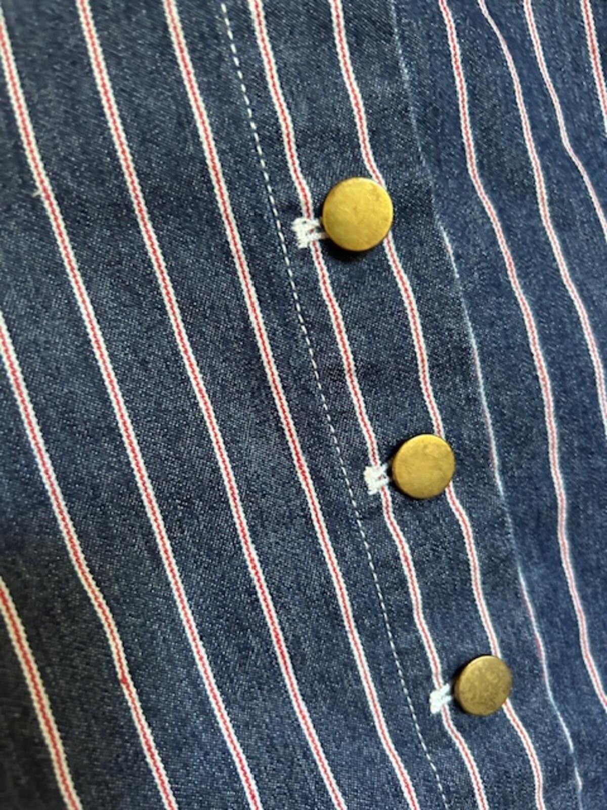 Unknown London Striped Button-Front Denim Mini Skirt Size L Size 36" / US 14 / IT 50 - 3 Thumbnail