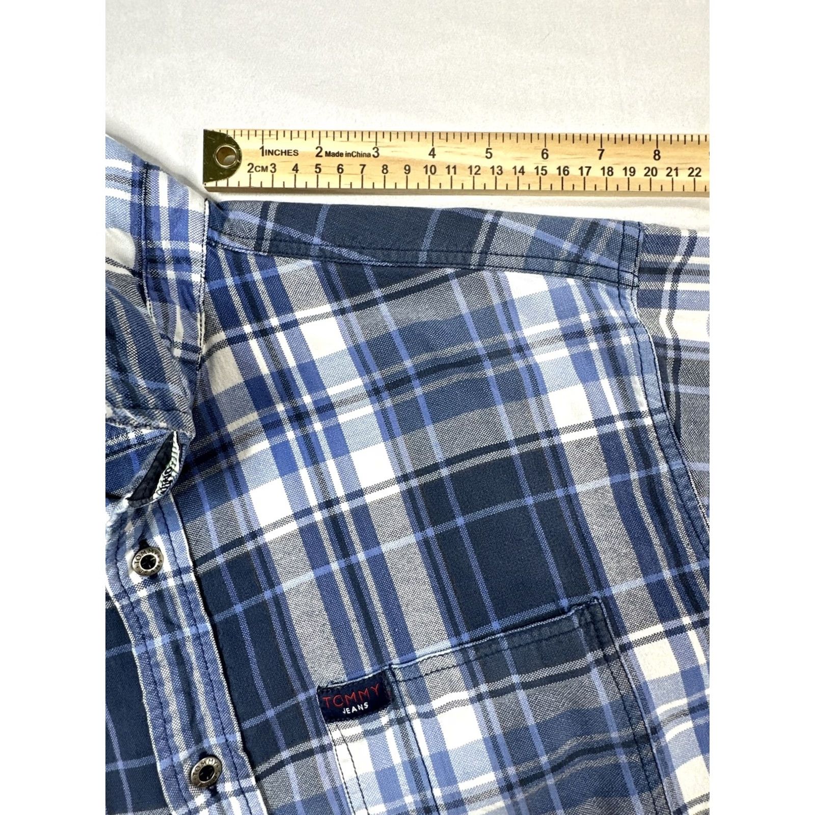Tommy Hilfiger VINTAGE Tommy Hilfiger Shirt Men Blue Button Collar Knit Flannel Elbow Patches Pocket Long Sleeve Size L Regular Classic Size US L / EU 52-54 / 3 - 4 Thumbnail