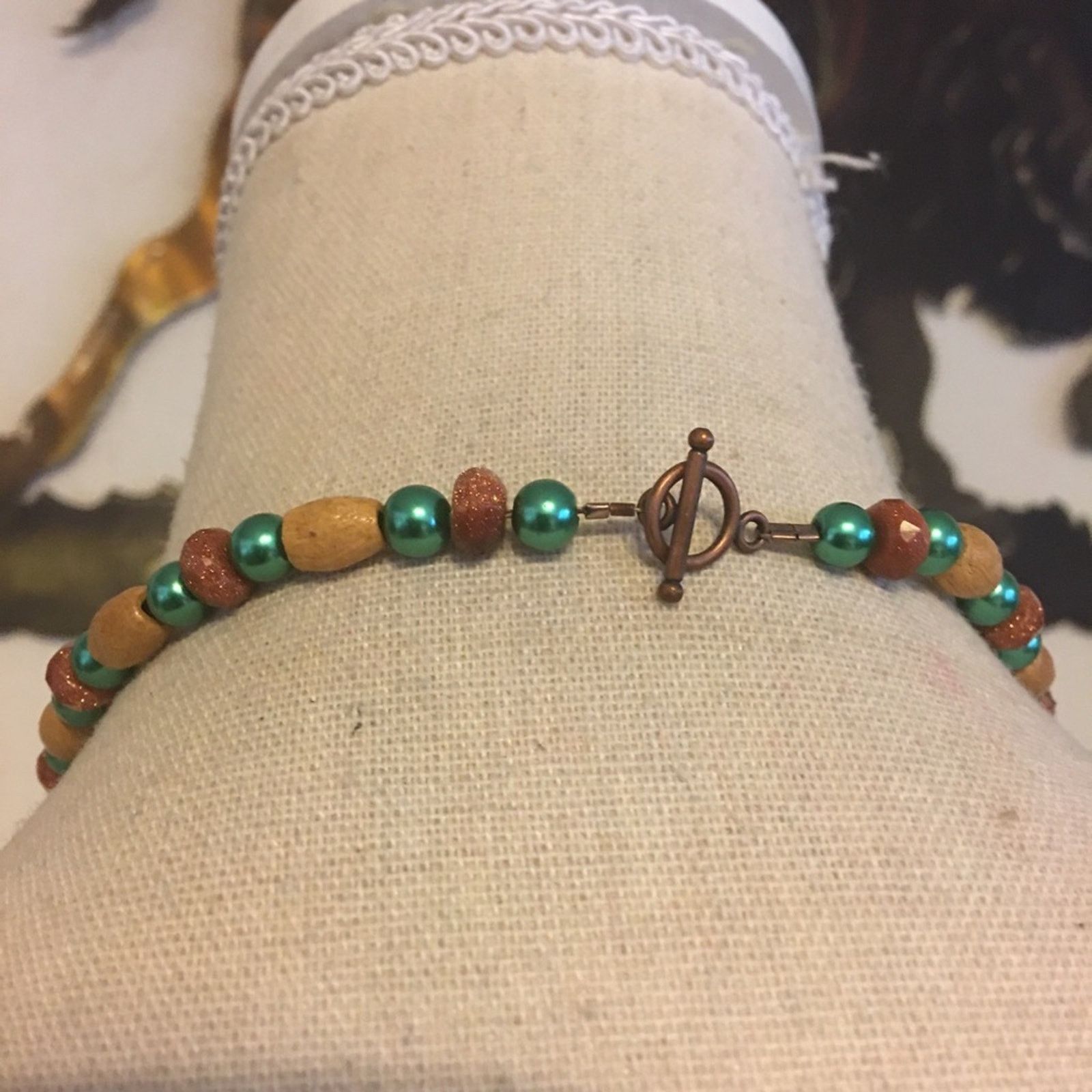 Jewelry Artisan wood and glass bead choker necklace Size ONE SIZE - 5 Thumbnail