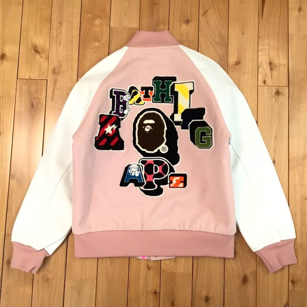 Bape × Nigo 🔥NFS exclusive🔥 Leather sleeve BAPE LOGO varsity jacket NIGO Size M / US 6-8 / IT 42-44 - 3 Thumbnail
