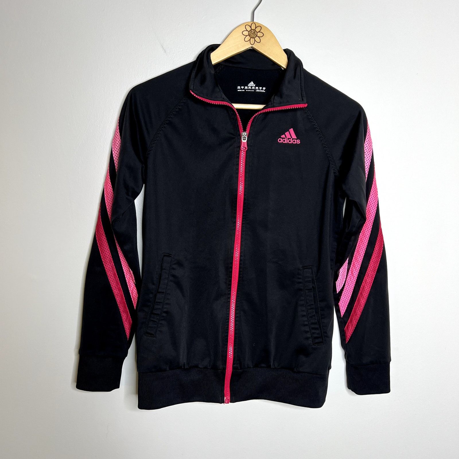 Adidas Adidas Black Striped Logo Full Zip Athletic Track Jacket Size S / US 4 / IT 40 - 4 Thumbnail