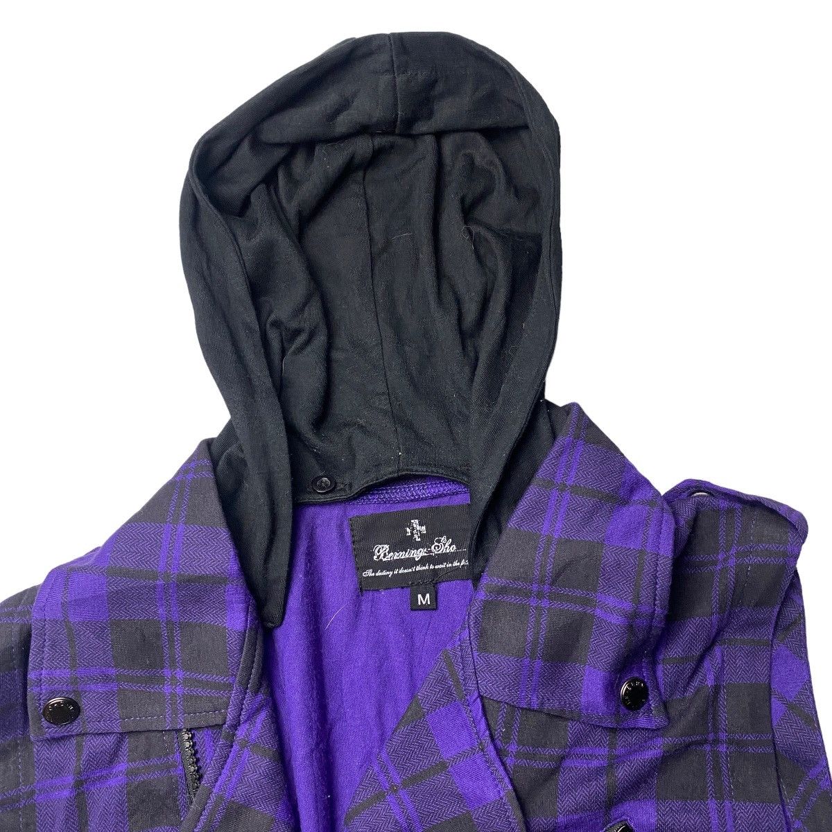 If Six Was Nine × Japanese Brand × Le Grande Bleu (L.G.B.) 2000's Berning Sho Asymetric Plaid Hoodie Size US S / EU 44-46 / 1 - 2 Thumbnail