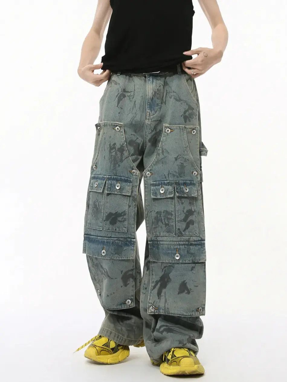 Japanese Brand Retro pocket loose wide leg jeans Size US 32 / EU 48 - 1 Thumbnail