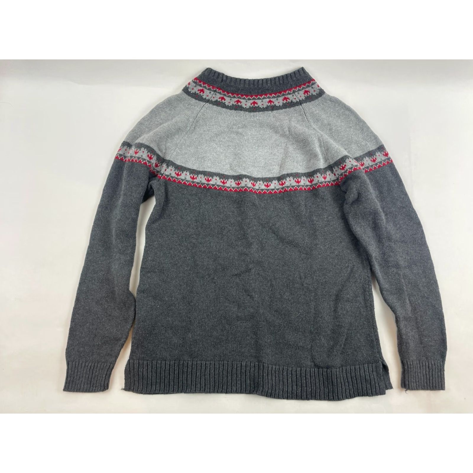 Vintage Christopher & Banks Sweater Women's Size Small Gray Mock Neck Red Cardinal Bird Pullover Long Sleeve Knit Shirt Size S / US 4 / IT 40 - 2 Thumbnail