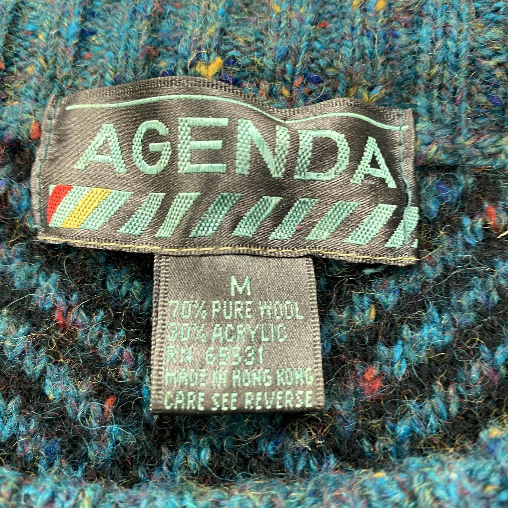 Vintage VINTAGE Agenda Sweater Men Medium Blue Teal Geometric Crew Neck Wool Knit 90s Mens Size US M / EU 48-50 / 2 - 3 Thumbnail