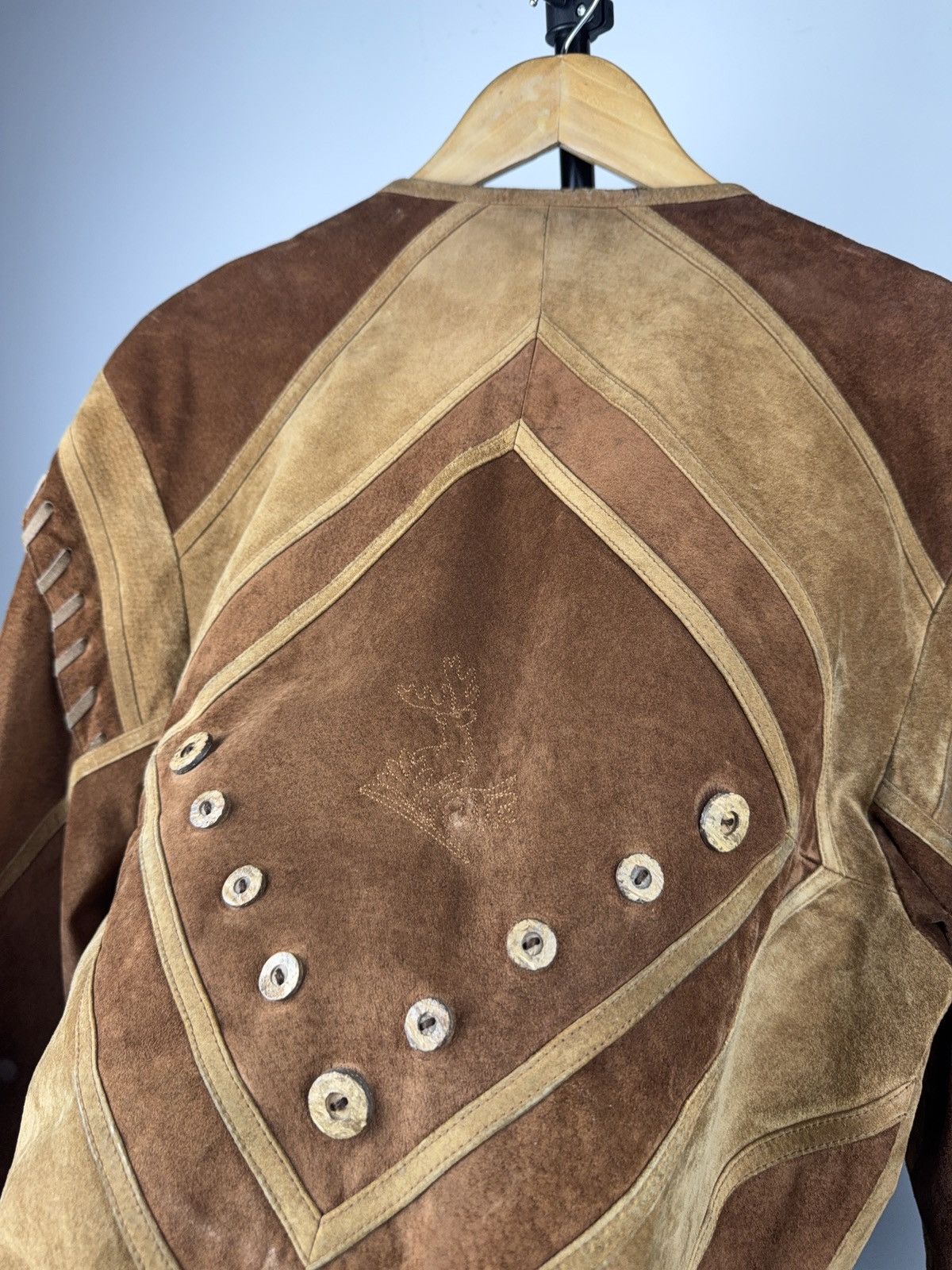 Genuine Leather Vintage Western Cowgirl Patchwork Suede Leather Jacket Boho Size L / US 10 / IT 46 - 15 Thumbnail