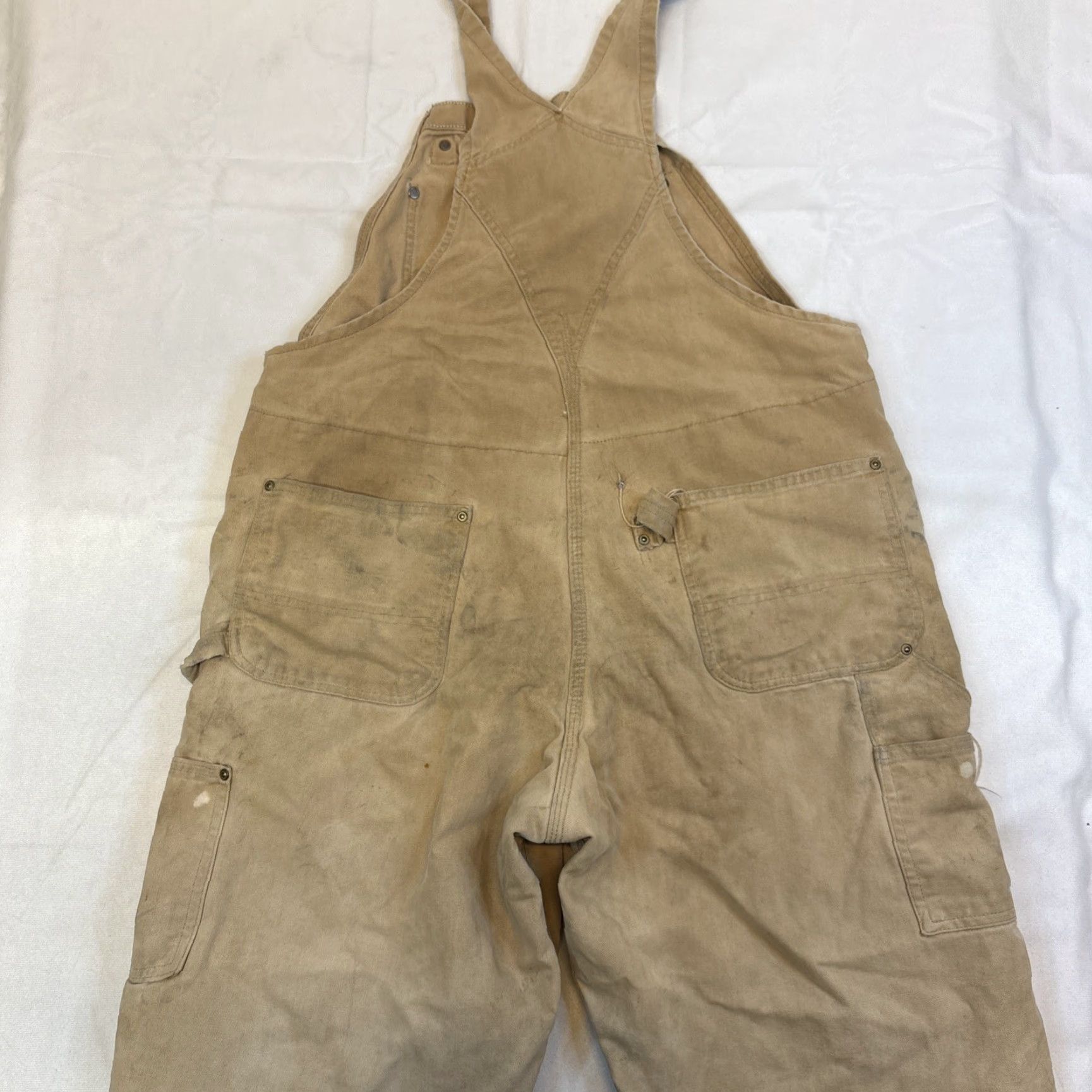 Carhartt VINTAGE Carhartt Dungarees Trousers Overalls Men 40 x 27 Tan Brown Quilted Duck Bib Double Knee 90s Grunge USA Mens Size US 40 / EU 56 - 5 Thumbnail