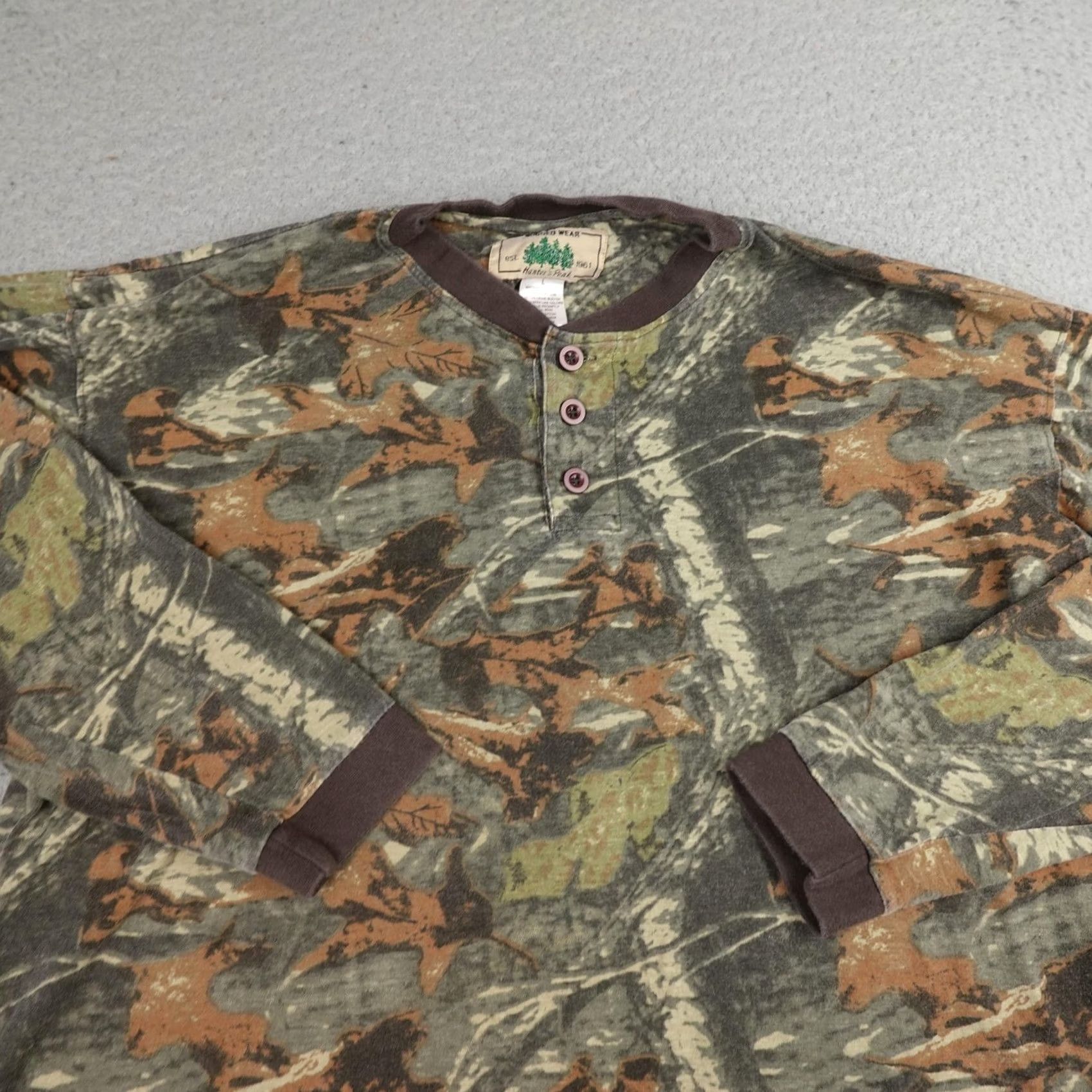 Vintage Vintage Rugged Wear Hunter's Peak Shirt Mens L Camouflage Henley Long Sleeve Size US L / EU 52-54 / 3 - 3 Thumbnail