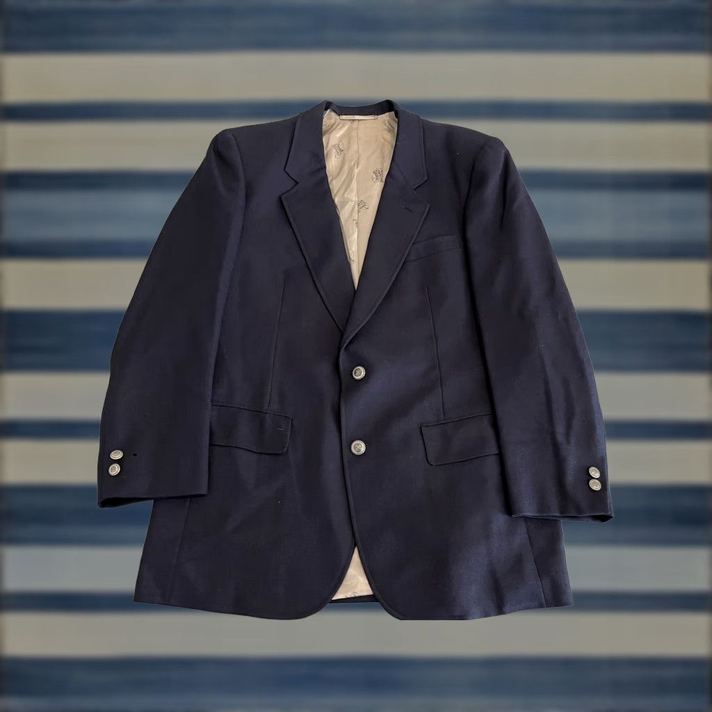 Vintage Hickey Freeman Blazer Jacket Sport Coat Navy 2-Button Men 44 Regular Vintage 1980s Size 44R - 1 Thumbnail