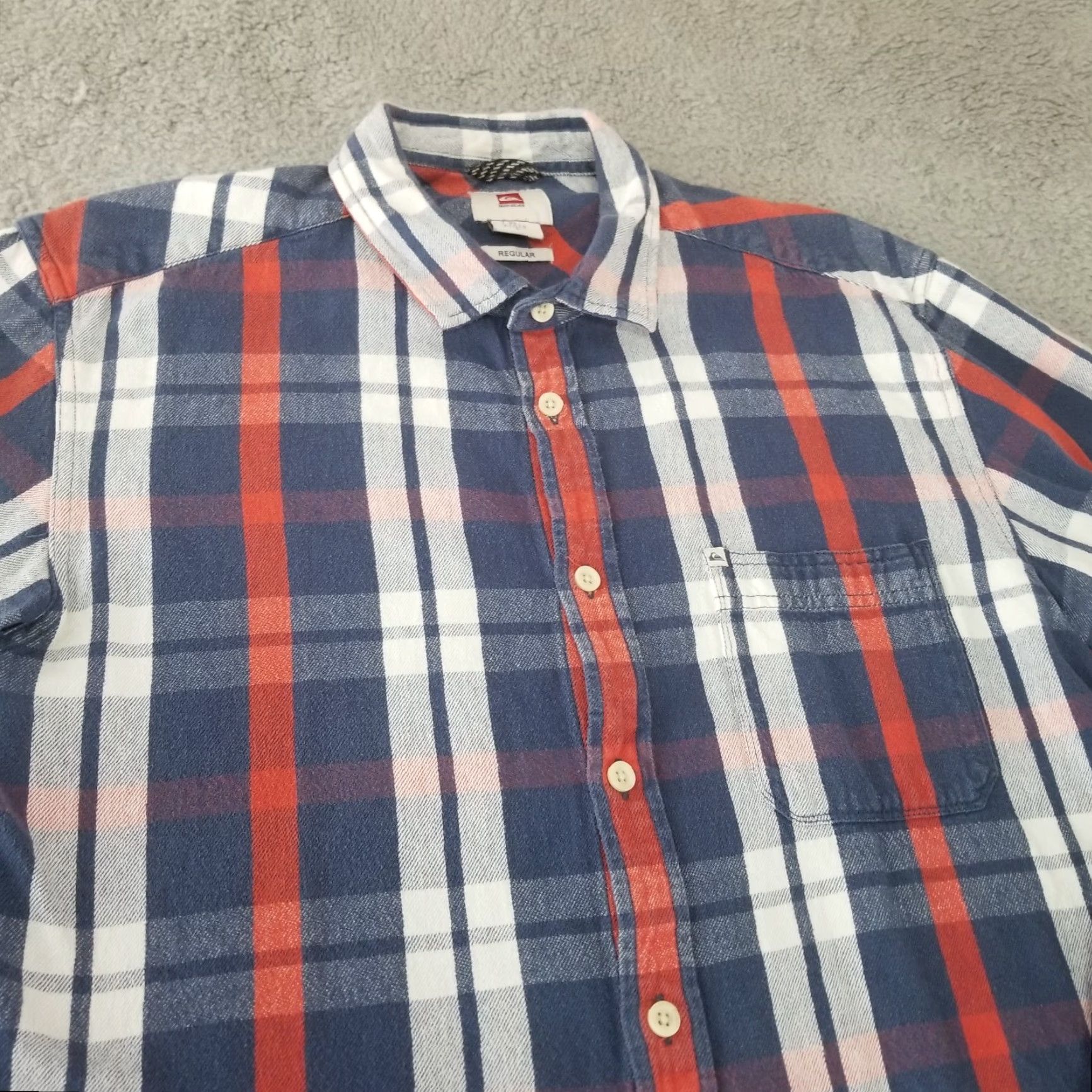 Quiksilver Quiksilver Shirt Mens Large Blue Plaid Knit Cotton Button Up Long Sleeve Regular Fit Button-Up Collared Long Sleeve Casual Size US L / EU 52-54 / 3 - 2 Thumbnail