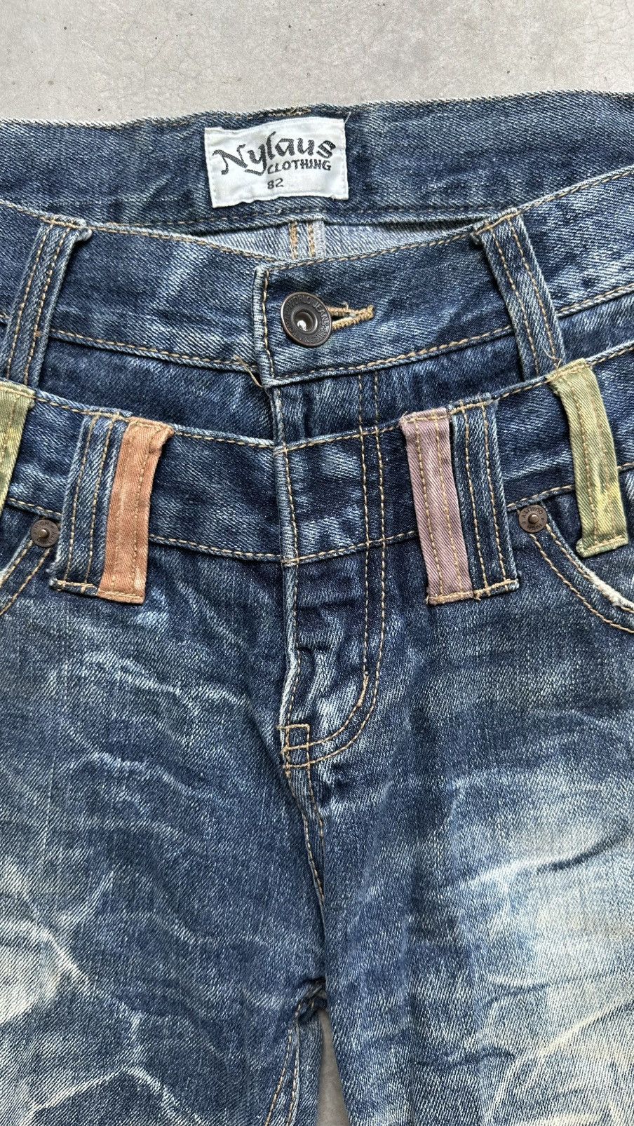 Japanese Brand VINTAGE NYLAUS DISTRESSED DOUBLE WAIST BONDAGE PUNK JEANS Size US 33 - 4 Thumbnail