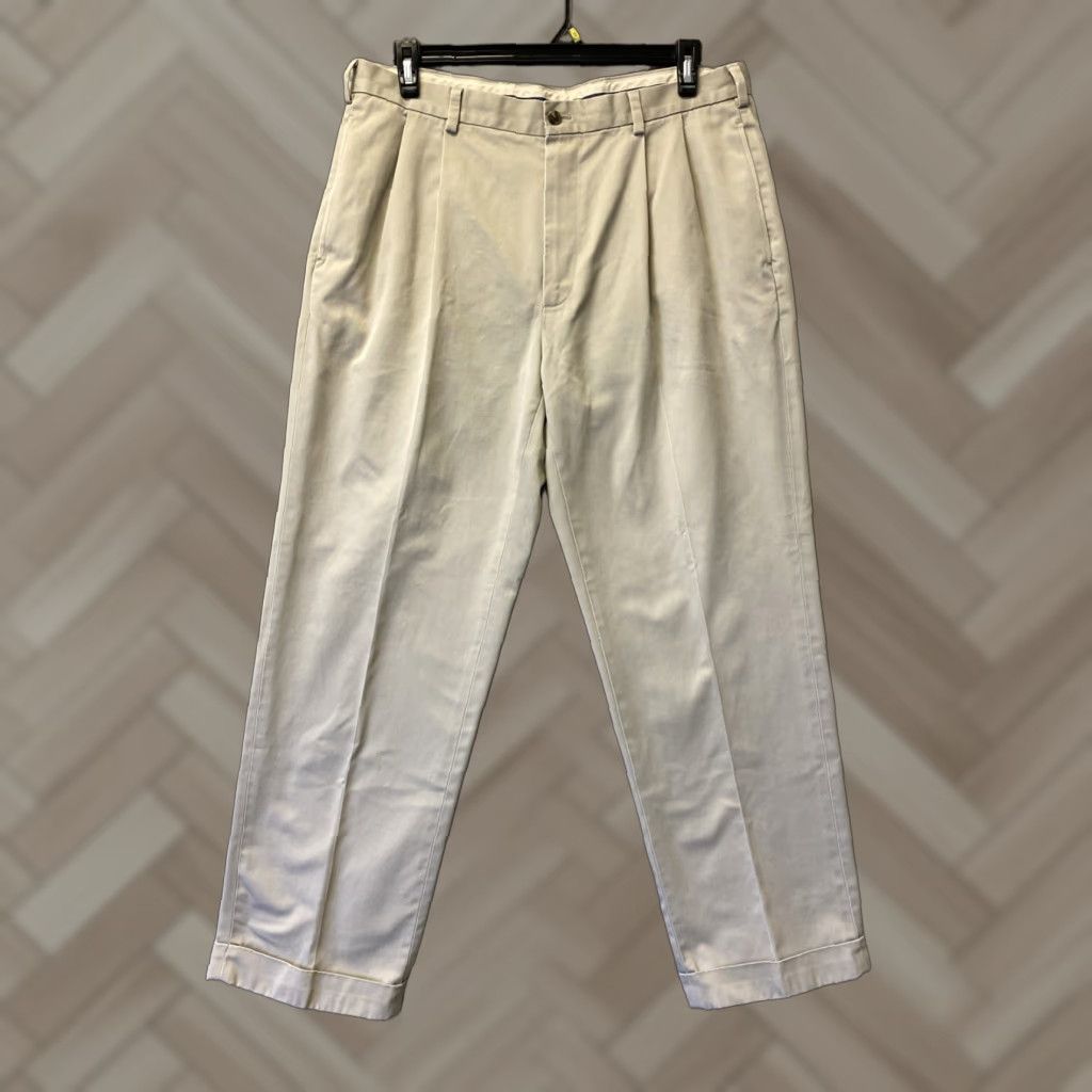Brooks Brothers BROOKS BROTHERS Mens Elliot Fit Chino Pants Pleated 37W 30L Light Tan Size US 36 / EU 52 - 1 Thumbnail
