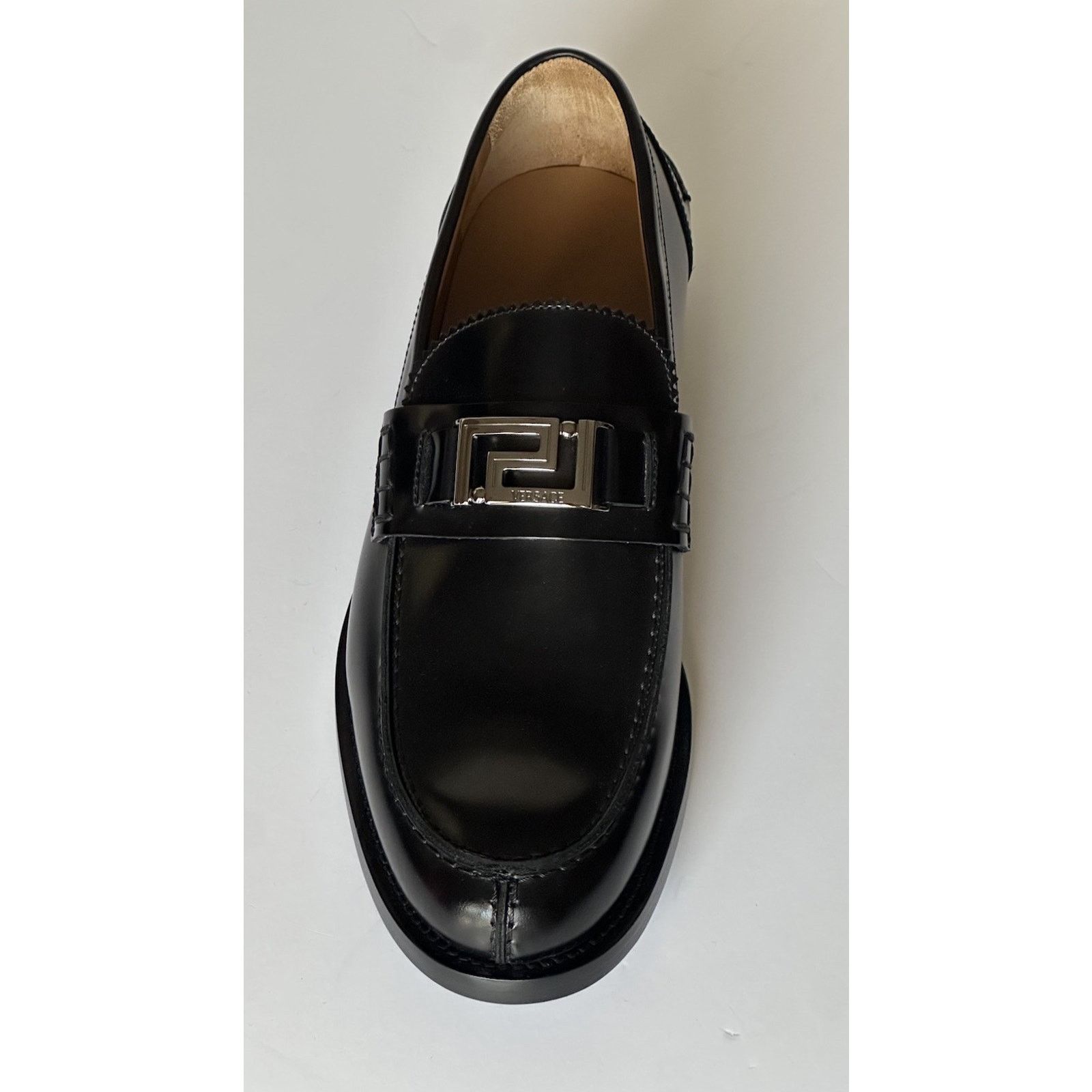 Versace VERSACE Greca Men's Black Leather Loafer Shoes 8 US 1012864 Size US 8 / EU 41 - 4 Thumbnail