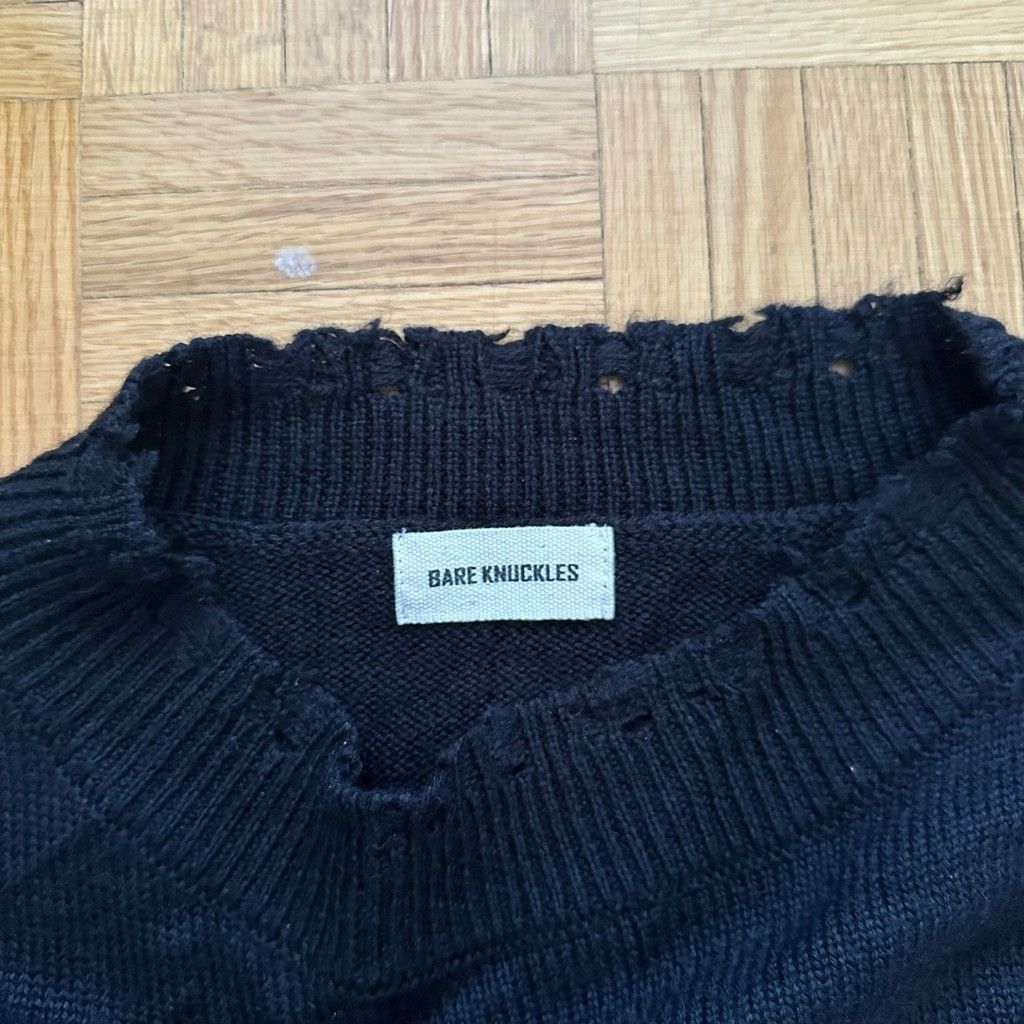 Bare Knuckles Wool Cashmere Distressed Knit Sweater Medium