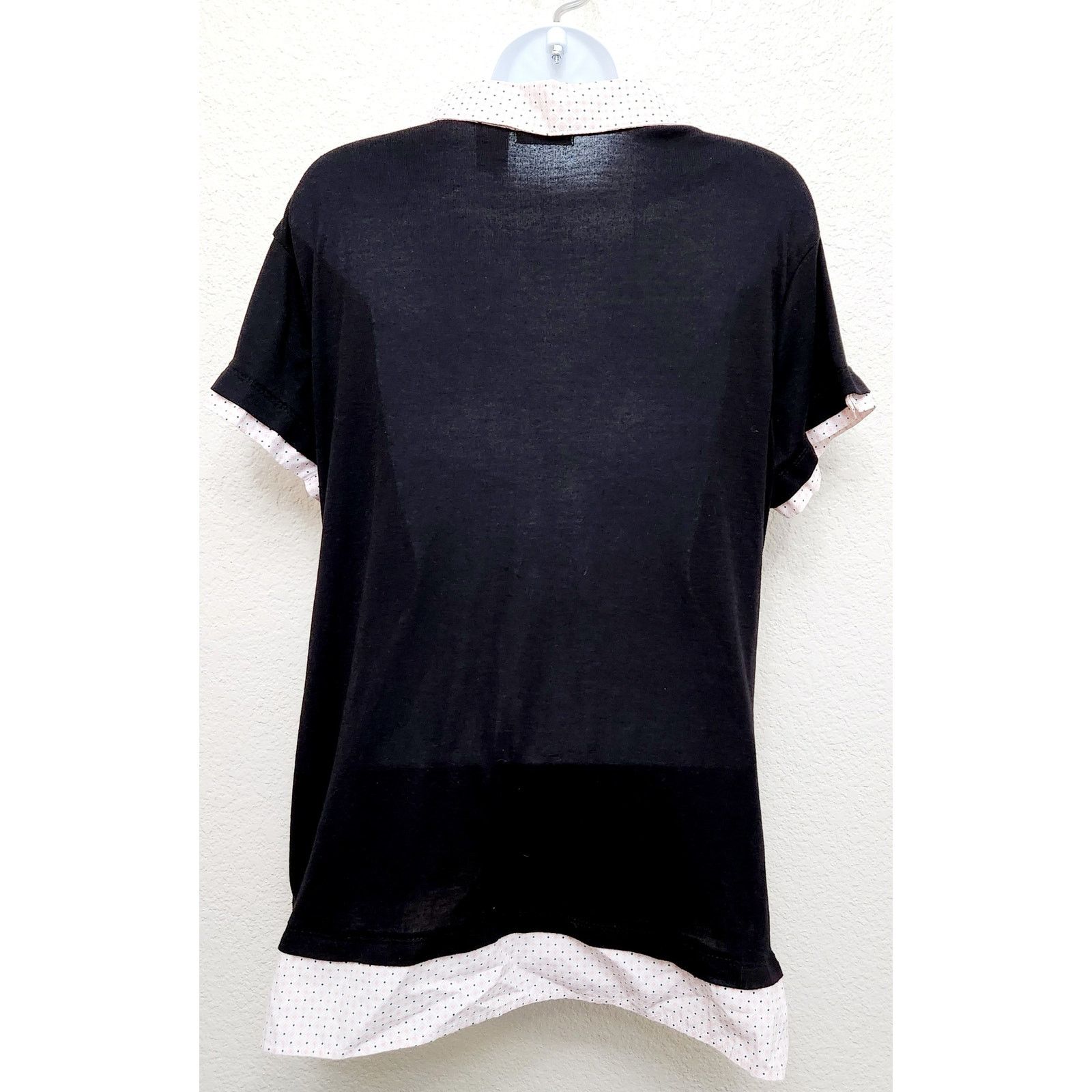 Other Paris Blues Black Pink Polka Dot Layered Collard Top 1X Plus Size XXL / US 16-18 / IT 52-54 - 5 Thumbnail