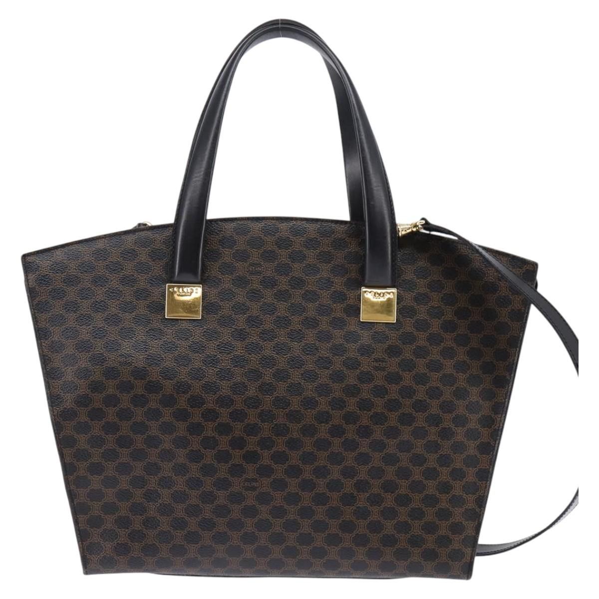 Celine CELINE Macadam Canvas Tote Bag Pvc Leather Black Gold Size ONE SIZE - 2 Thumbnail
