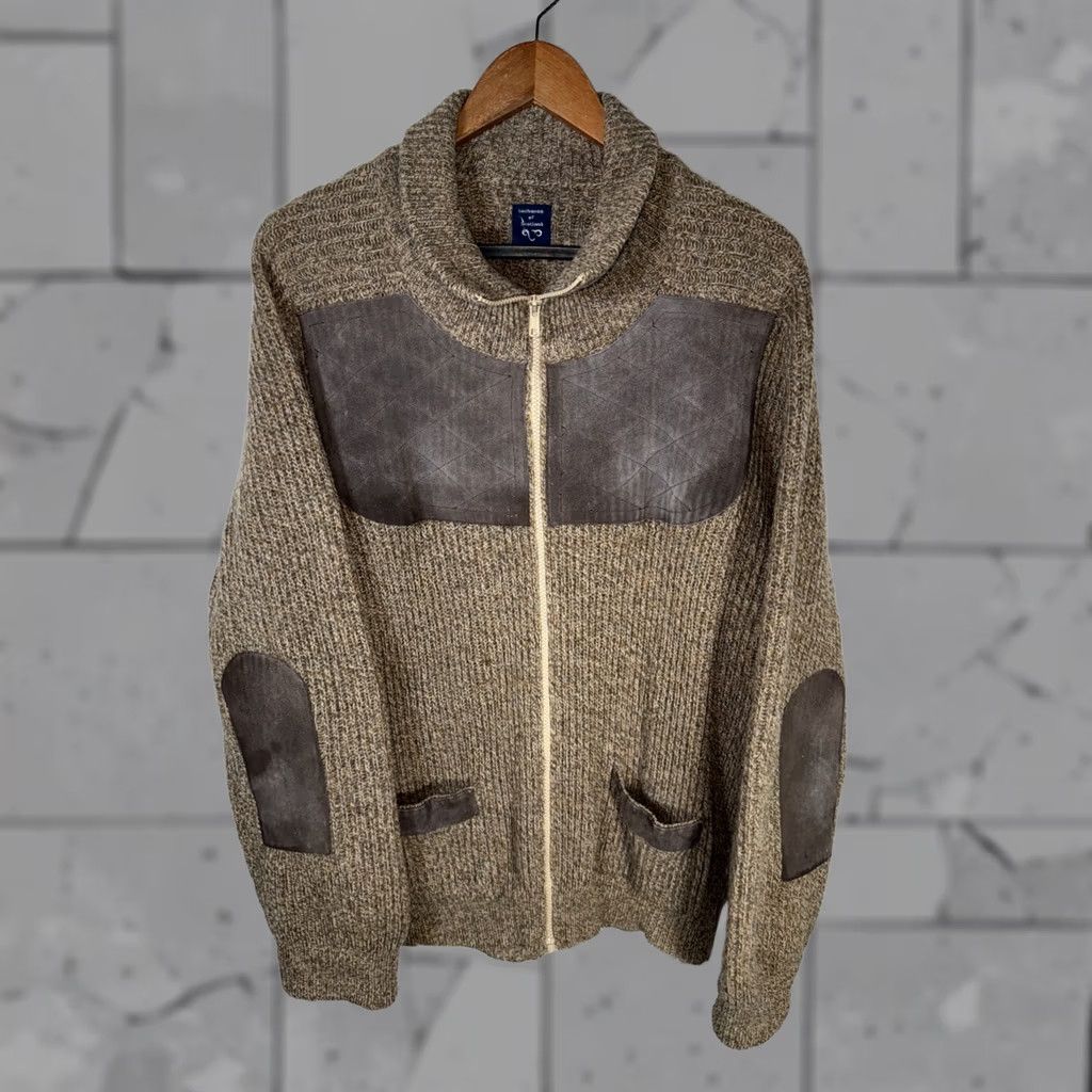 Vintage Lochaven Of Scotland Cardigan Sweater Brown 100% Wool Zip Up Suede Detail Men M Size US M / EU 48-50 / 2 - 1 Thumbnail