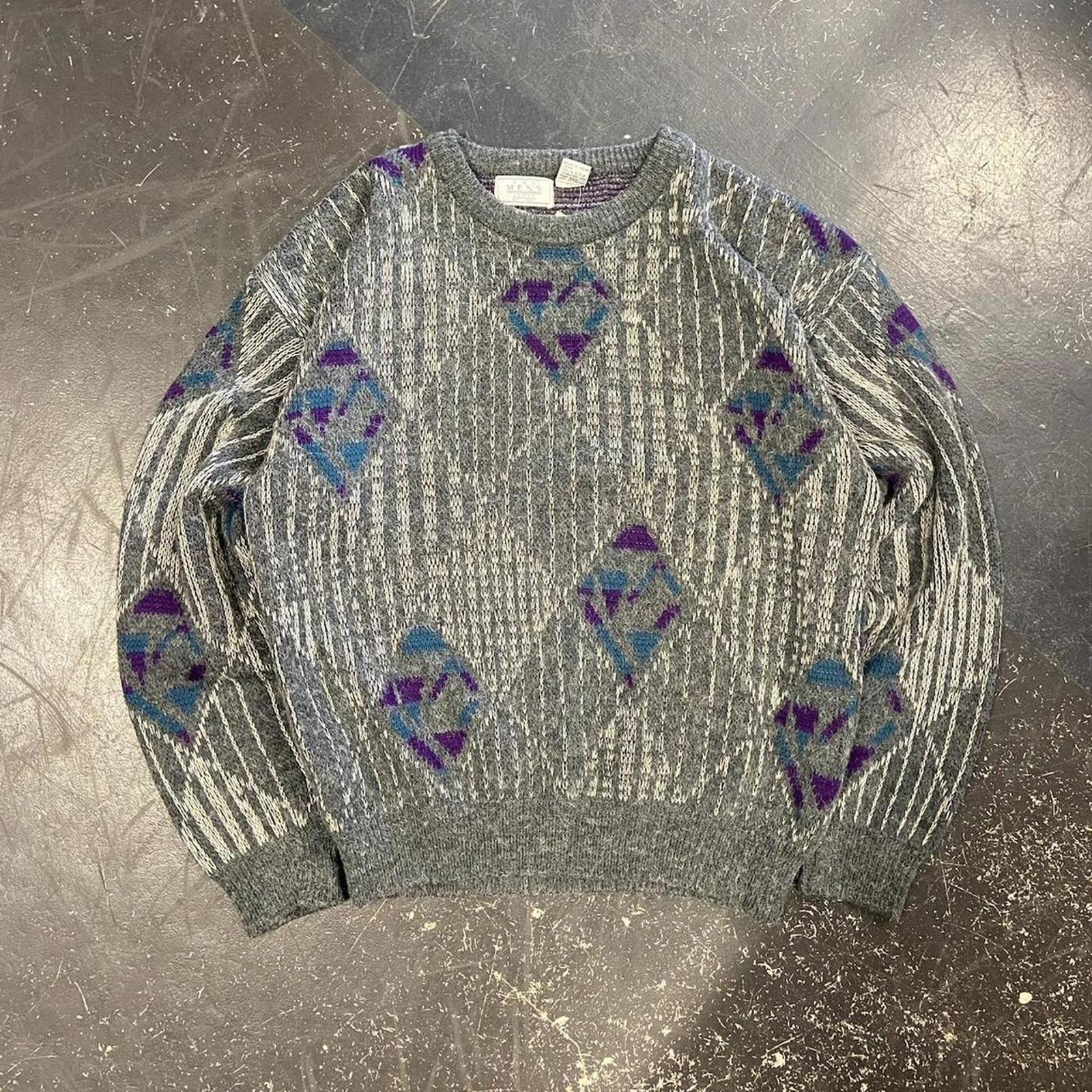 Sears 90s Sears Grey Knit Size US M / EU 48-50 / 2 - 1 Thumbnail