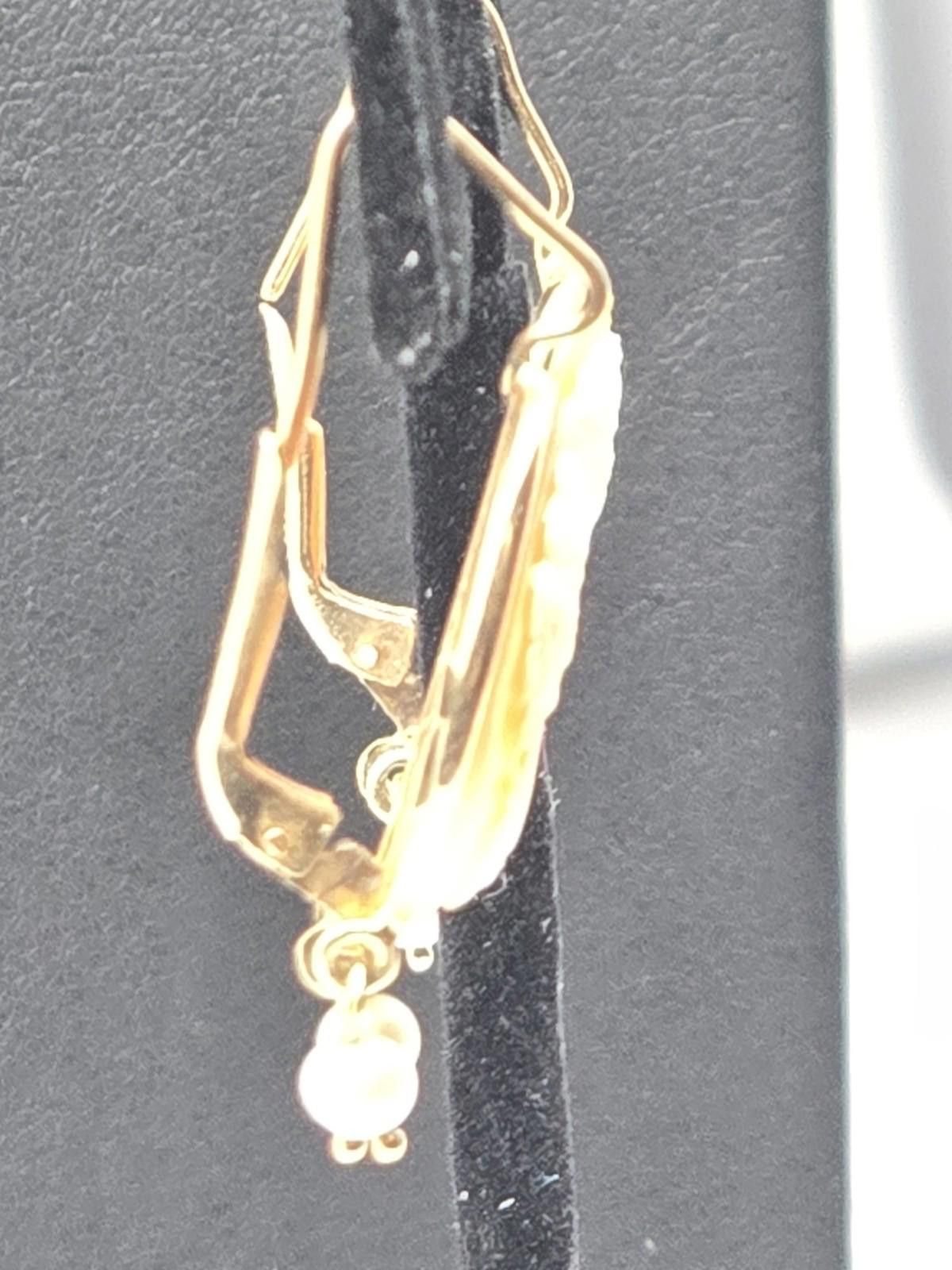 Camel Vintage 14k Gold Shell Cameo Earrings Pearl Dangle Size ONE SIZE - 2 Thumbnail