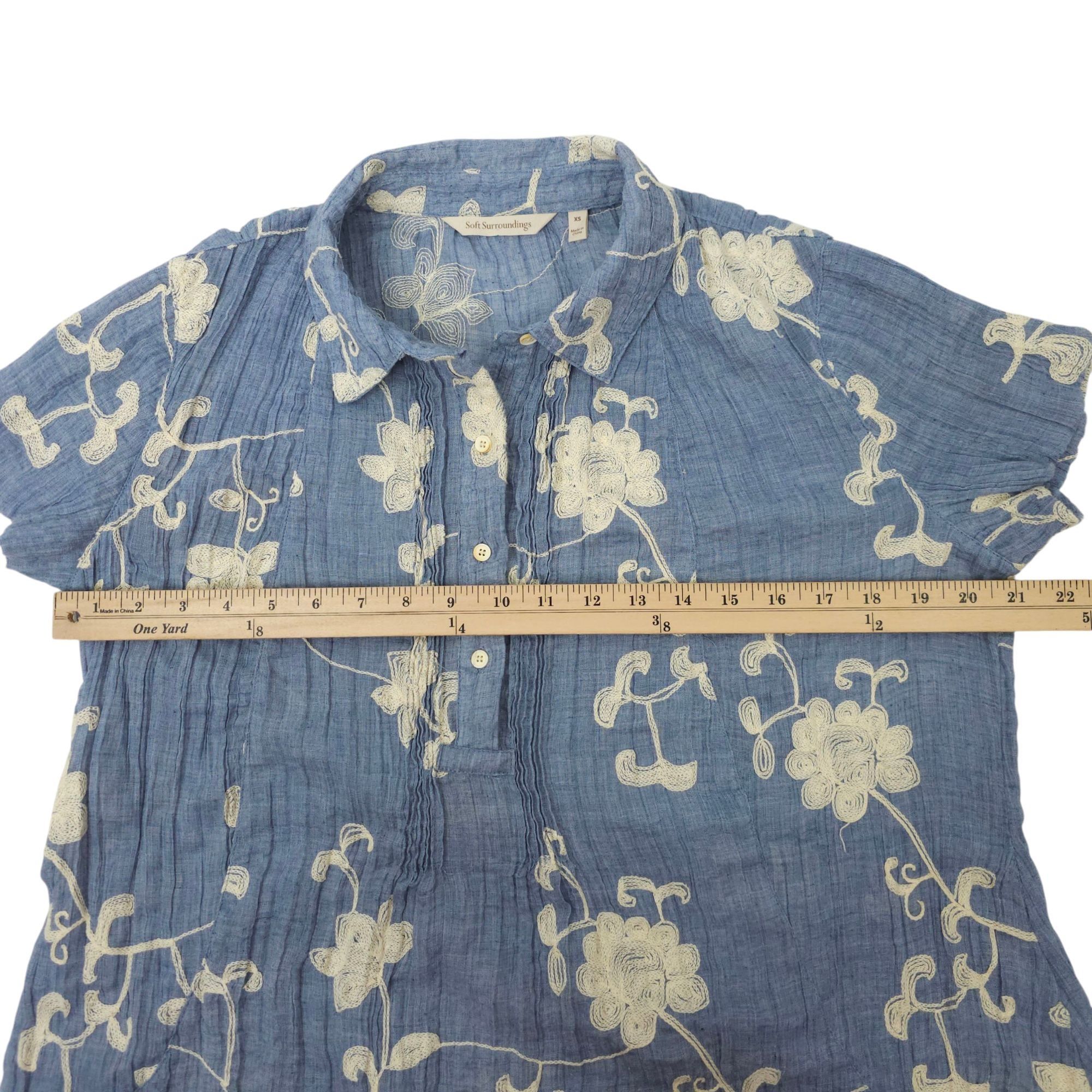 Soft Surroundings Soft Surroundings Pleated Floral Top Womens XS Embroidered Size XS / US 0-2 / IT 36-38 - 4 Thumbnail