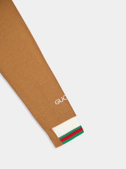 Gucci o1loc1c0925 Cotton Sweater With Gucci Intarsia in Camel Size US XL / EU 56 / 4 - 4 Thumbnail