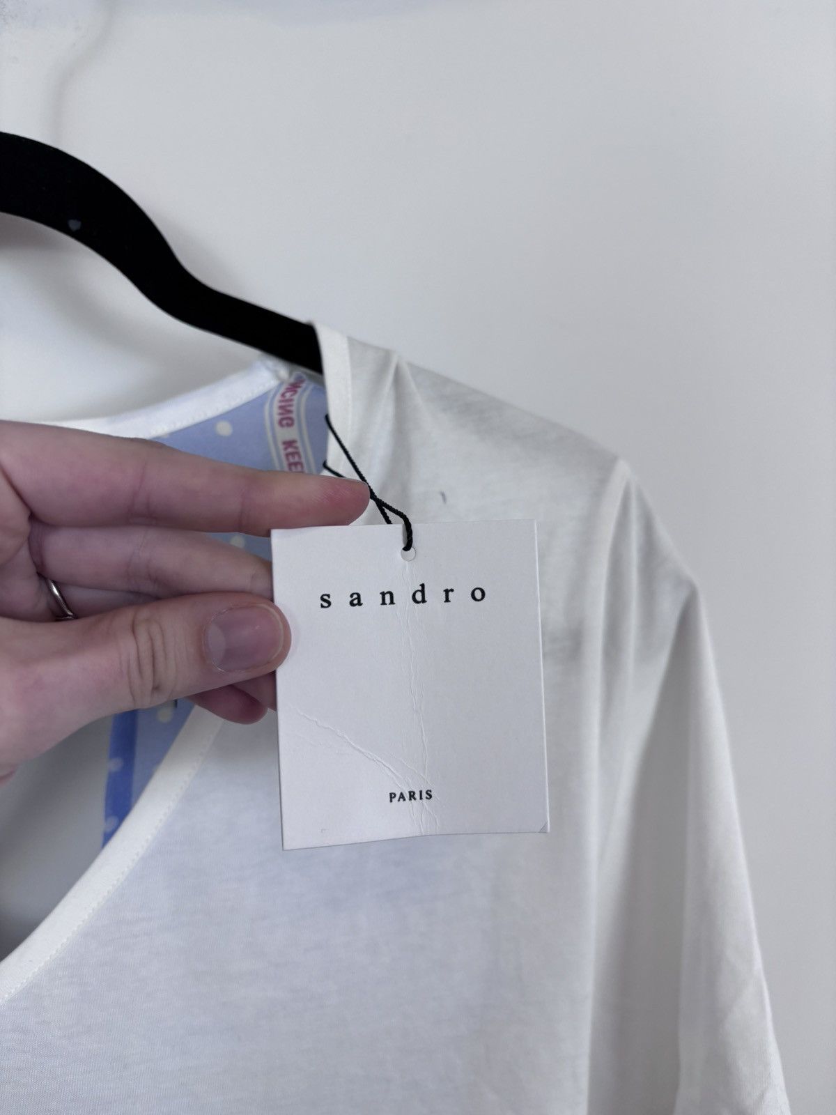 Sandro Sandro NWT Women’s Keep On Dancing White V-Neck T-Shirt Tee Size M / US 6-8 / IT 42-44 - 12 Thumbnail