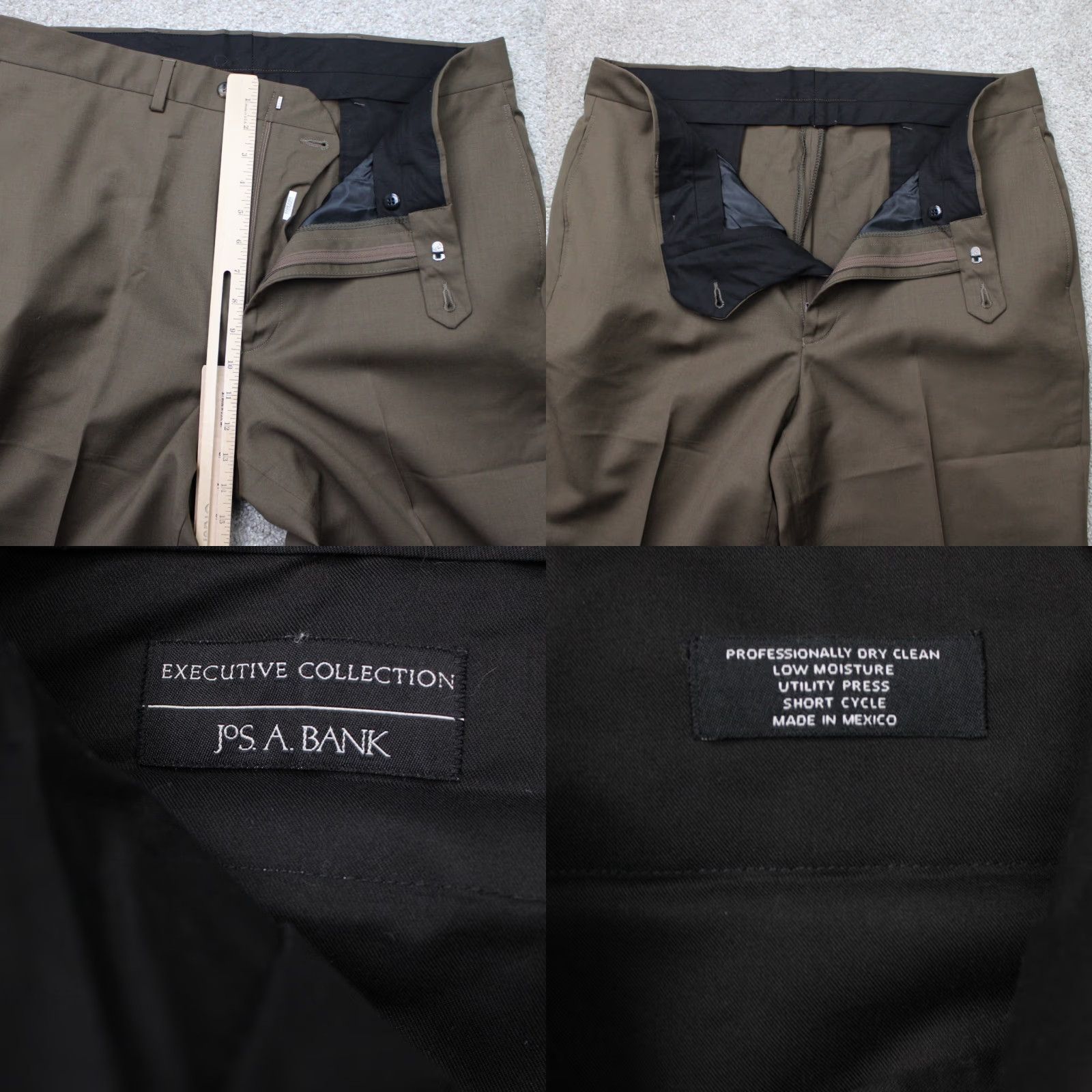 Jos. A. Bank Jos. A. Bank Dress Pants Mens 36 x 30 Brown Wool Flat Front Regular Straight Dress Pants Size US 36 / EU 52 - 8 Thumbnail
