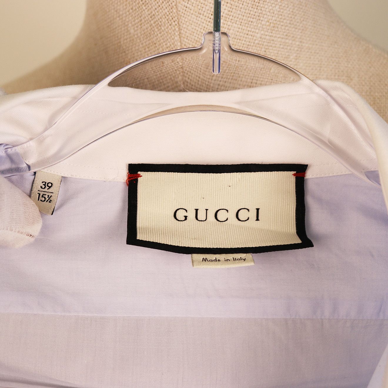 Gucci Gucci White Contrast Collar Shirt with Red Snake Embroidery Size US M / EU 48-50 / 2 - 5 Thumbnail