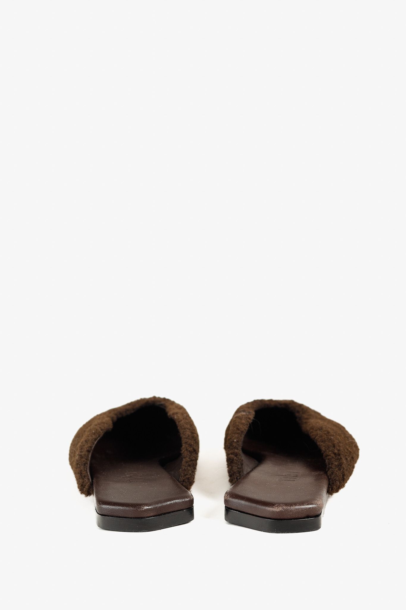 Tibi Nori Brown Short Faux Fur Slides