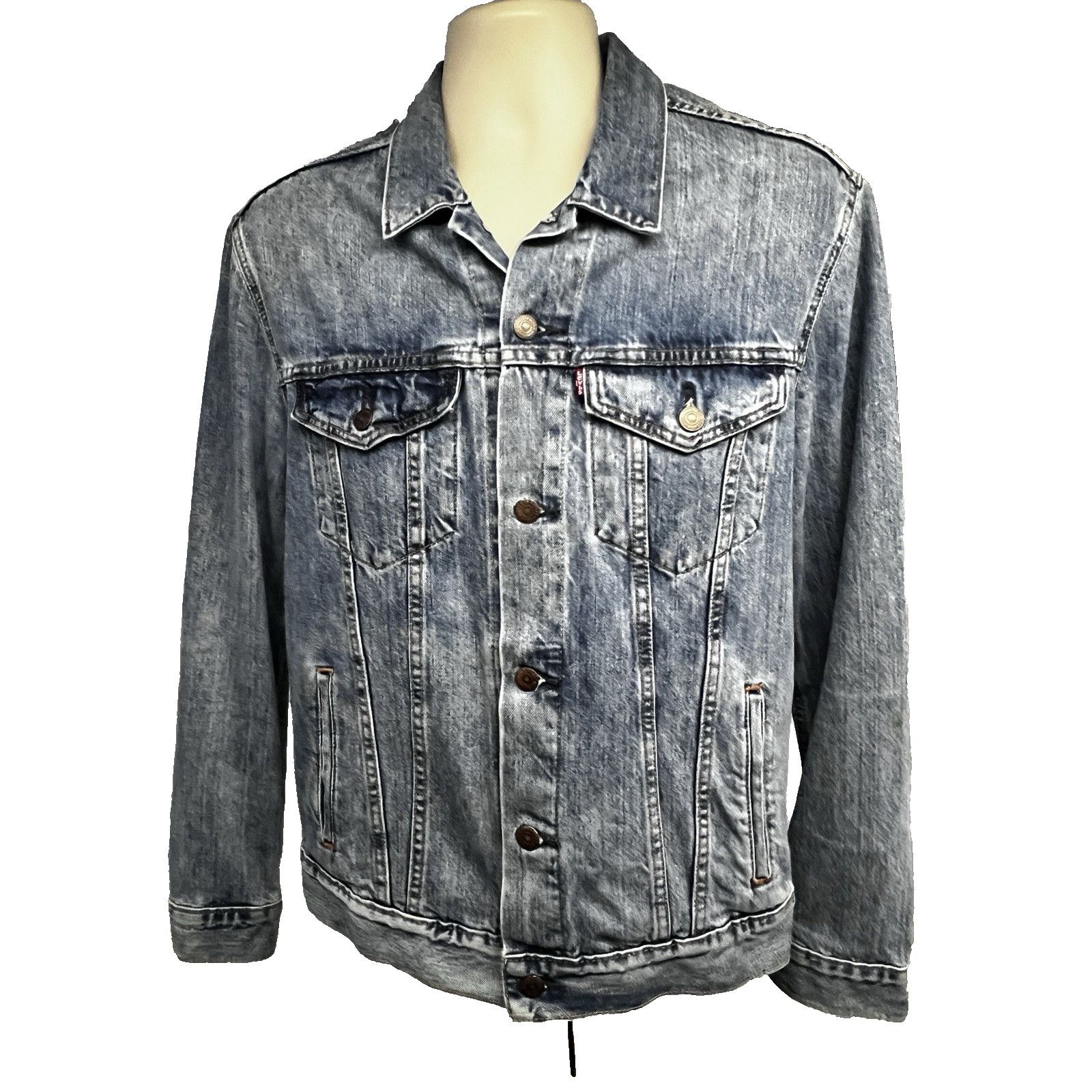 Levi's Levis Blue Denim Button Up Jean Trucker Jacket M Pockets Size US M / EU 48-50 / 2 - 1 Thumbnail