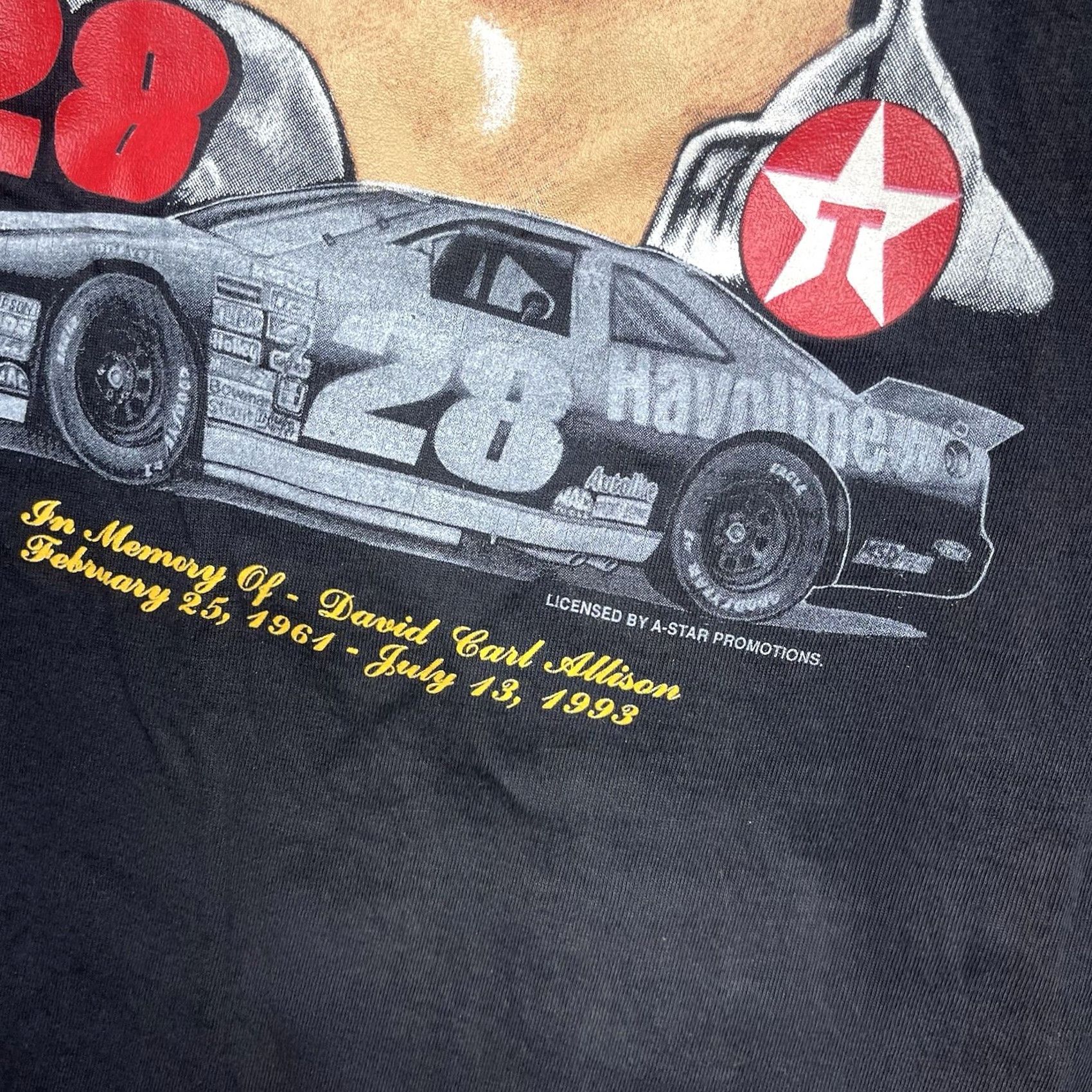 TEE JAYS VINTAGE Davey Allison Racing Memorial Shirt Mens XL Black 1990s Crew Neck T-Shirt Racing Theme Tee MLB? Size US XL / EU 56 / 4 - 4 Thumbnail