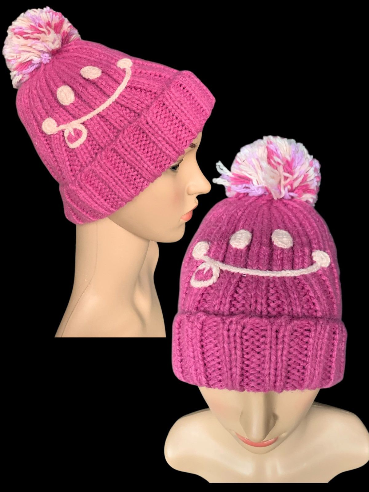 Beams Plus × Japanese Brand × Vintage Cute Smiling Crochet knitt Beanie Hat Size ONE SIZE - 1 Thumbnail