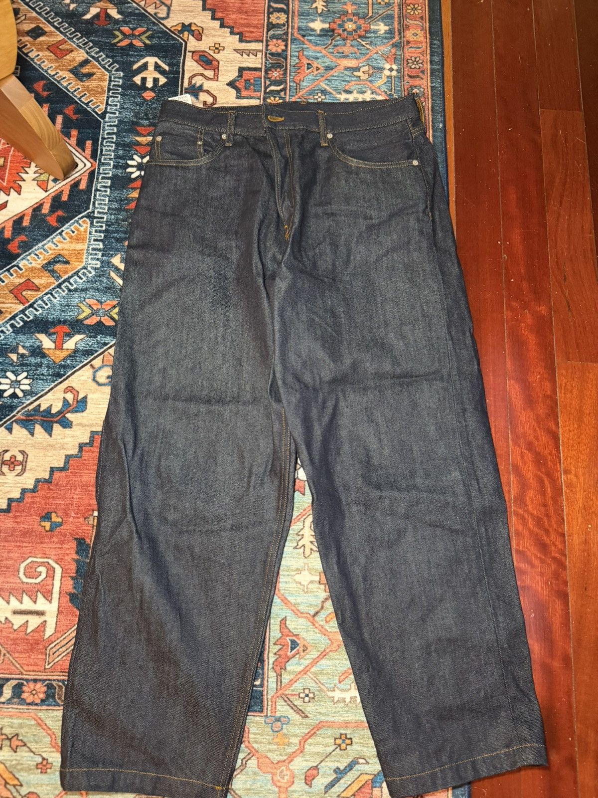 Navy Wash Japanese Selvedge Denim Wide leg COS Jeans