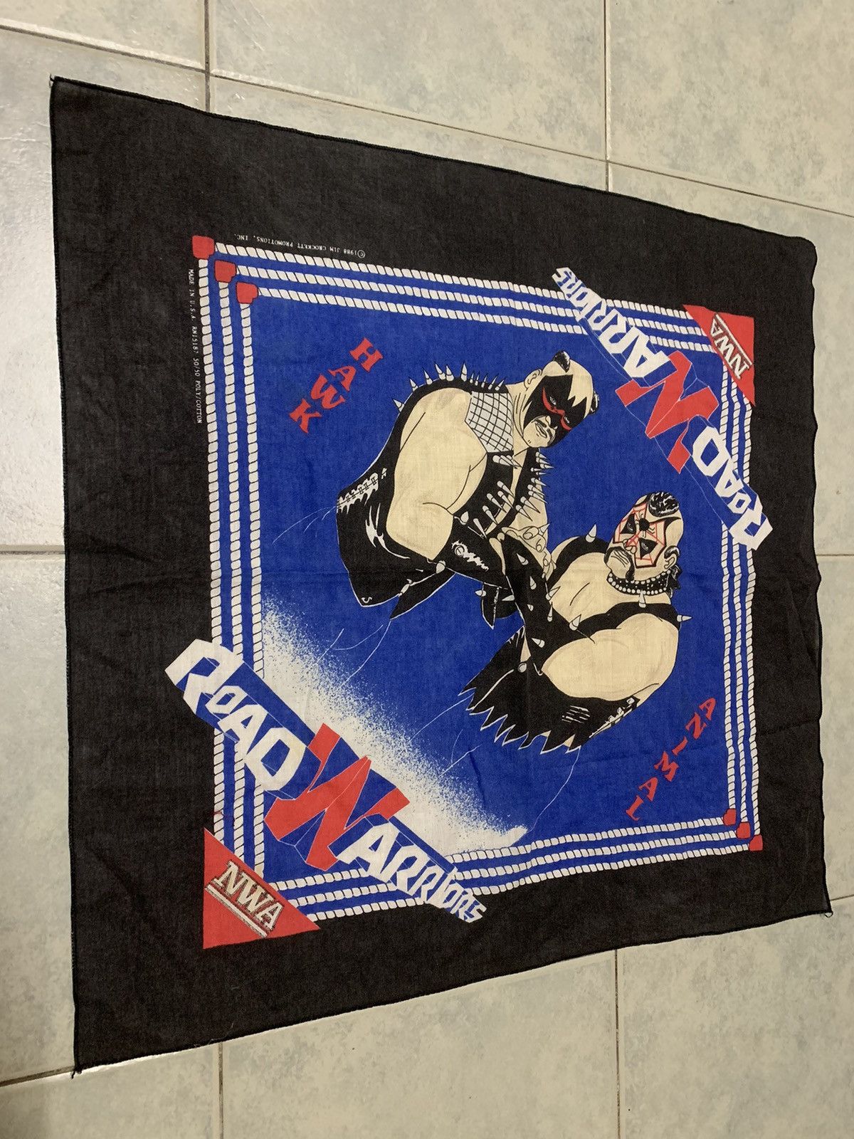 Vintage Vtg 80s NWA ROAD WARRIORS BANDANA WRESTLING WCW WWF Size ONE SIZE - 2 Thumbnail