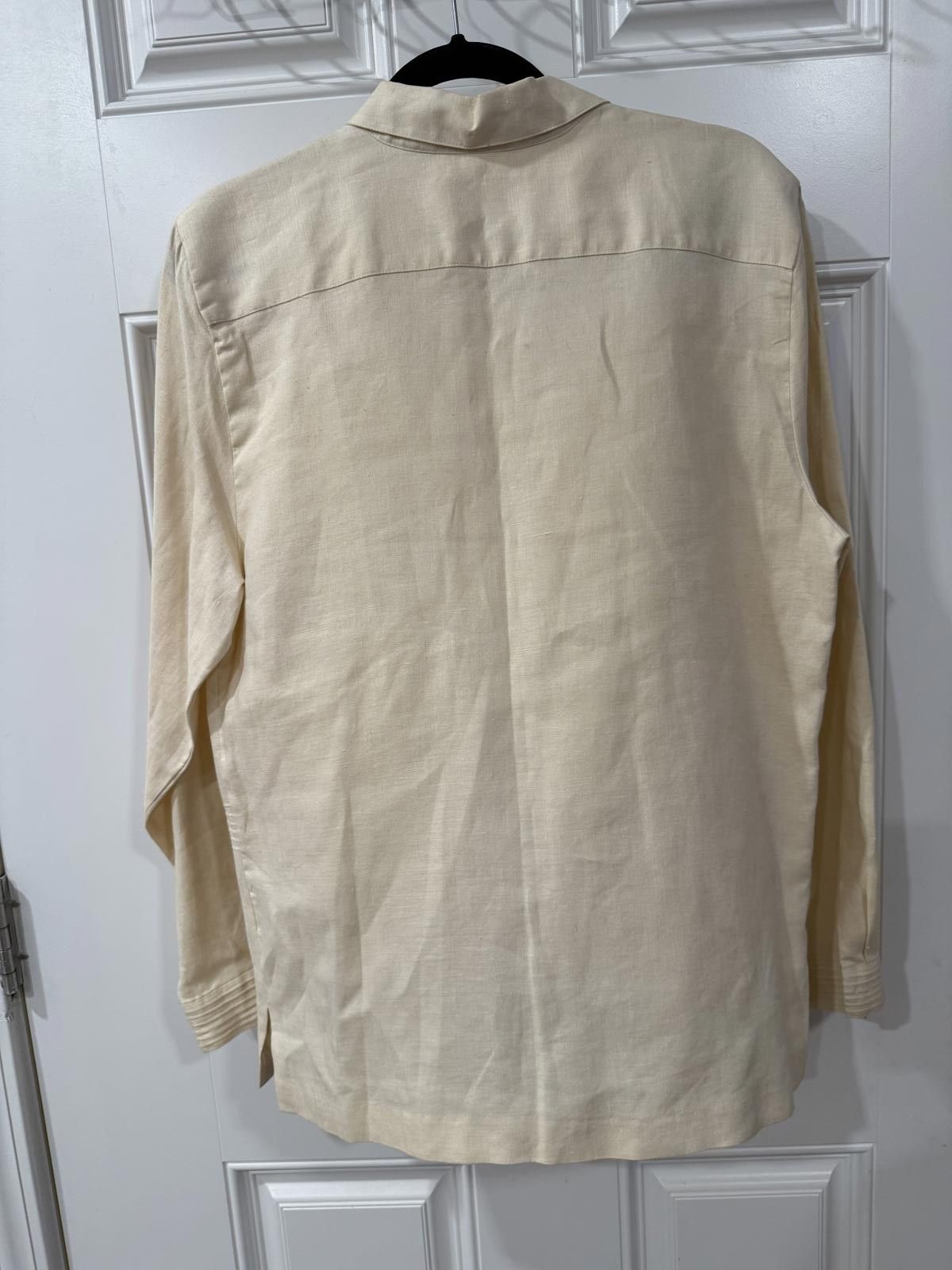 Designer Liz Claiborne Vintage Cream button-up Linen (10) Size L / US 10 / IT 46 - 3 Thumbnail